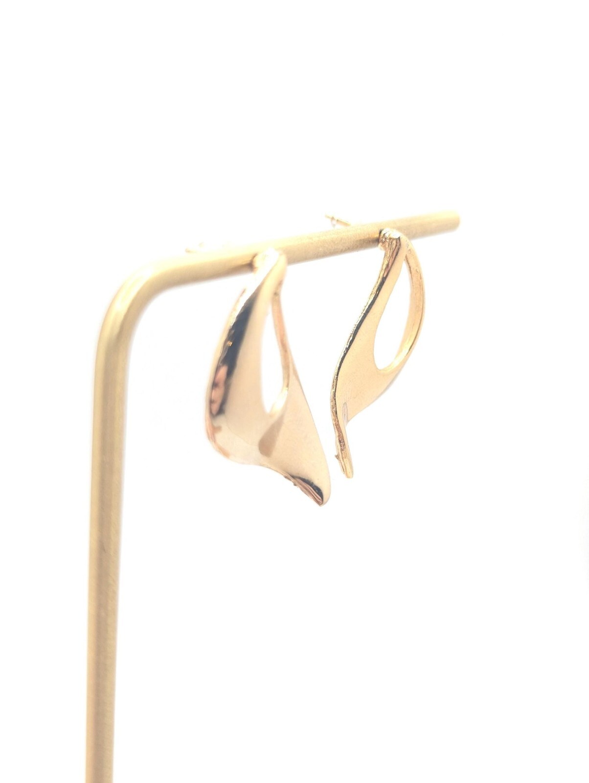 Vintage Gold Modernist Drop Dangle Stud Earrings Abstract Costume Jewelry Simple