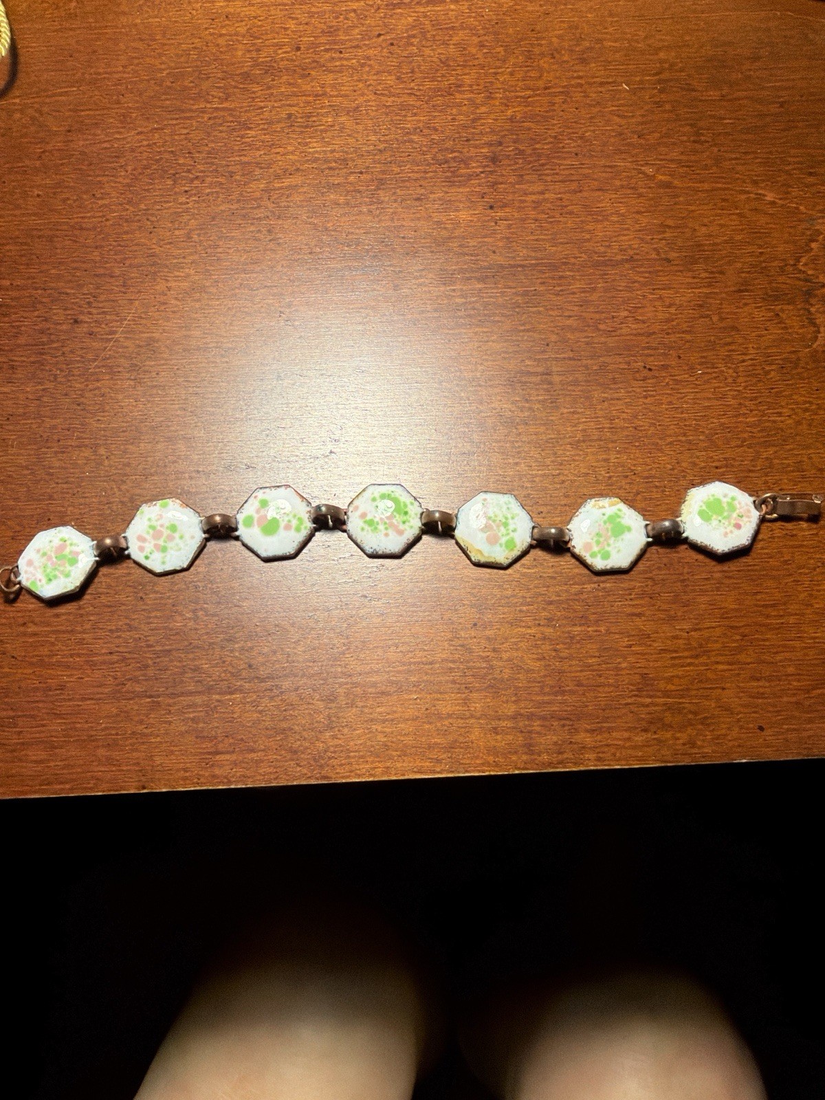 Antique Enamel Panel Bracelet Copper Edwardian/Art Deco Circa 1915–1935