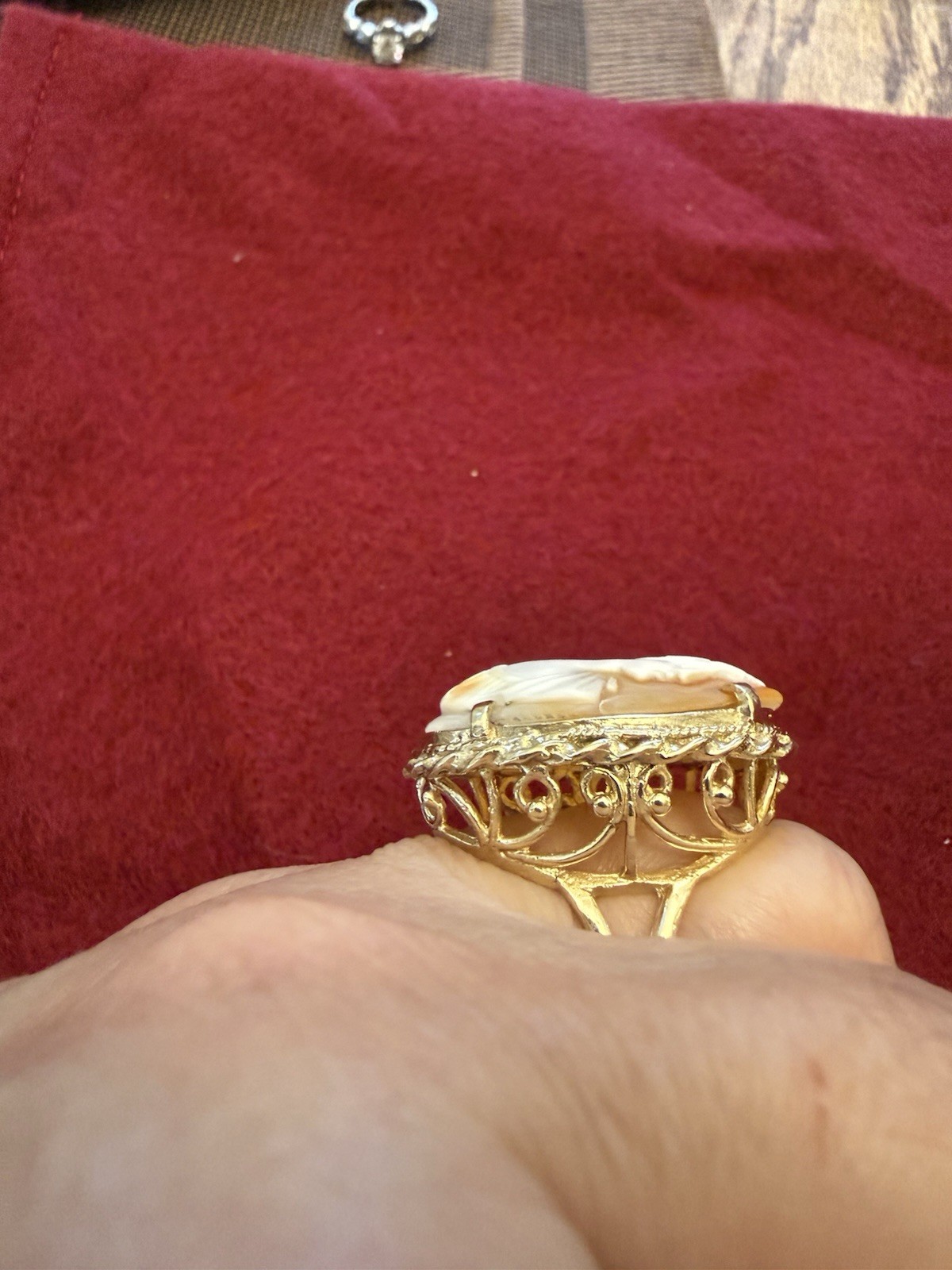 14K Gold Large Cameo Ring Classical Profile Antique c. Late 19th Century ~ 12.3g