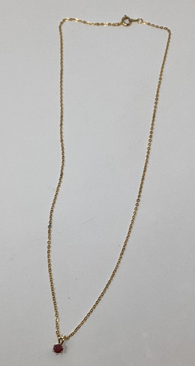 Vintage Ronte of Beverly Hills Pendent Necklace Genuine Ruby, Chain Original Box