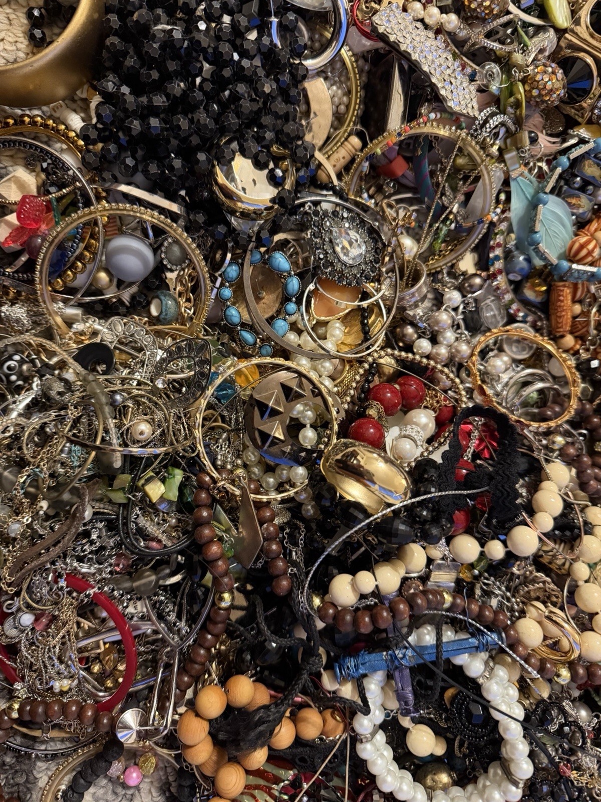 Estate Wholesale Junk Drawer Jewelry Lot 8 Plus Lbs Wearable Or Craft Untested