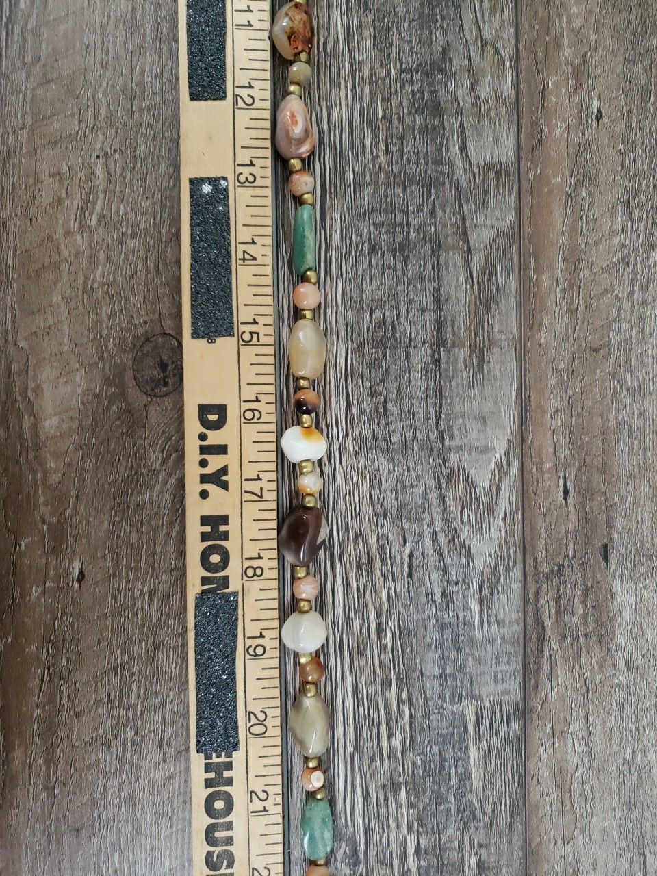 VTG Multi Polished Gemstone Agate Necklace 35″ Brass Barrel Closure Chunky