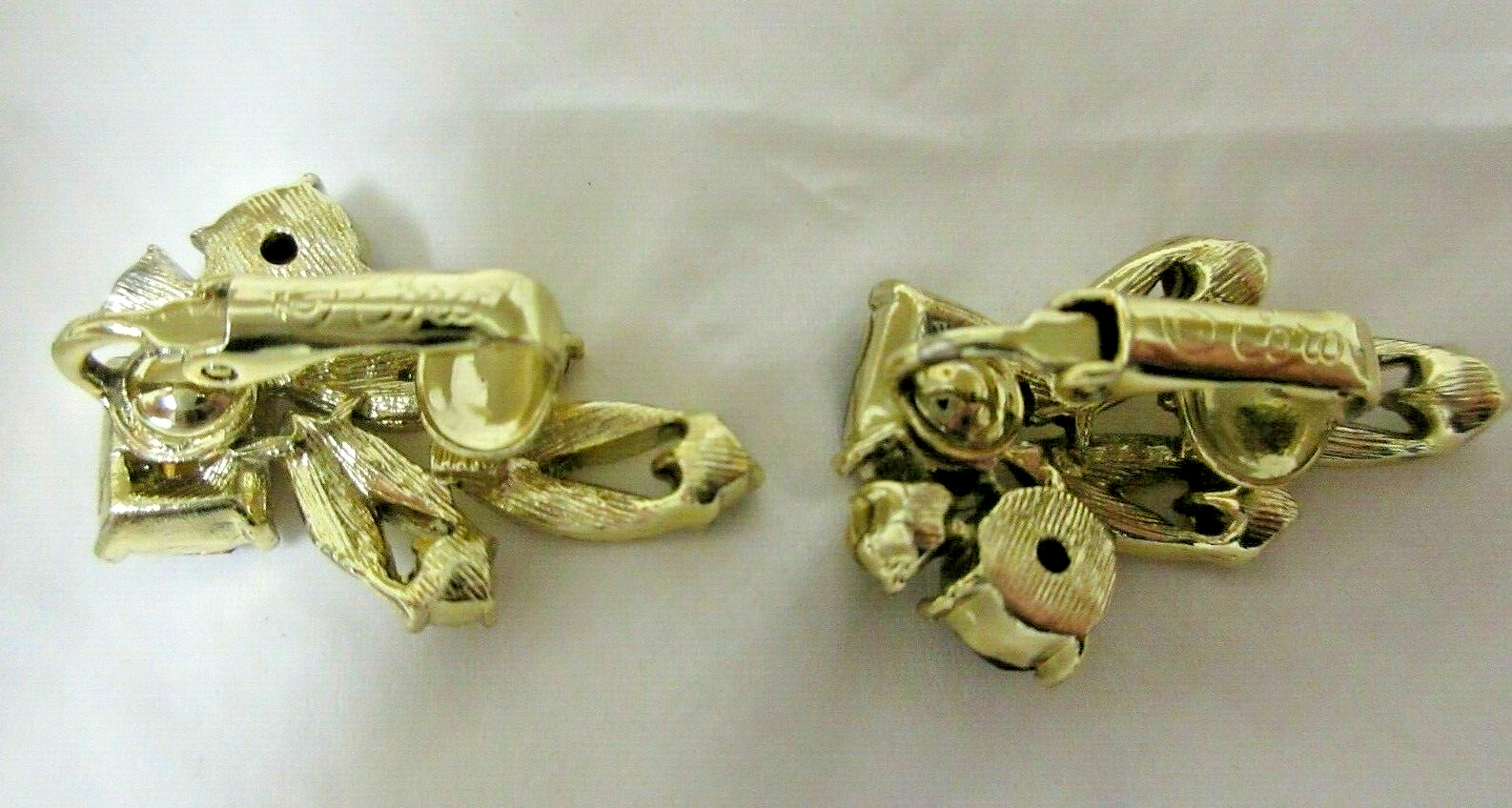 Vintage Coro Gold Tone Dark Topaz, Grey & Yellow Rhinestone Clip-On Earrings