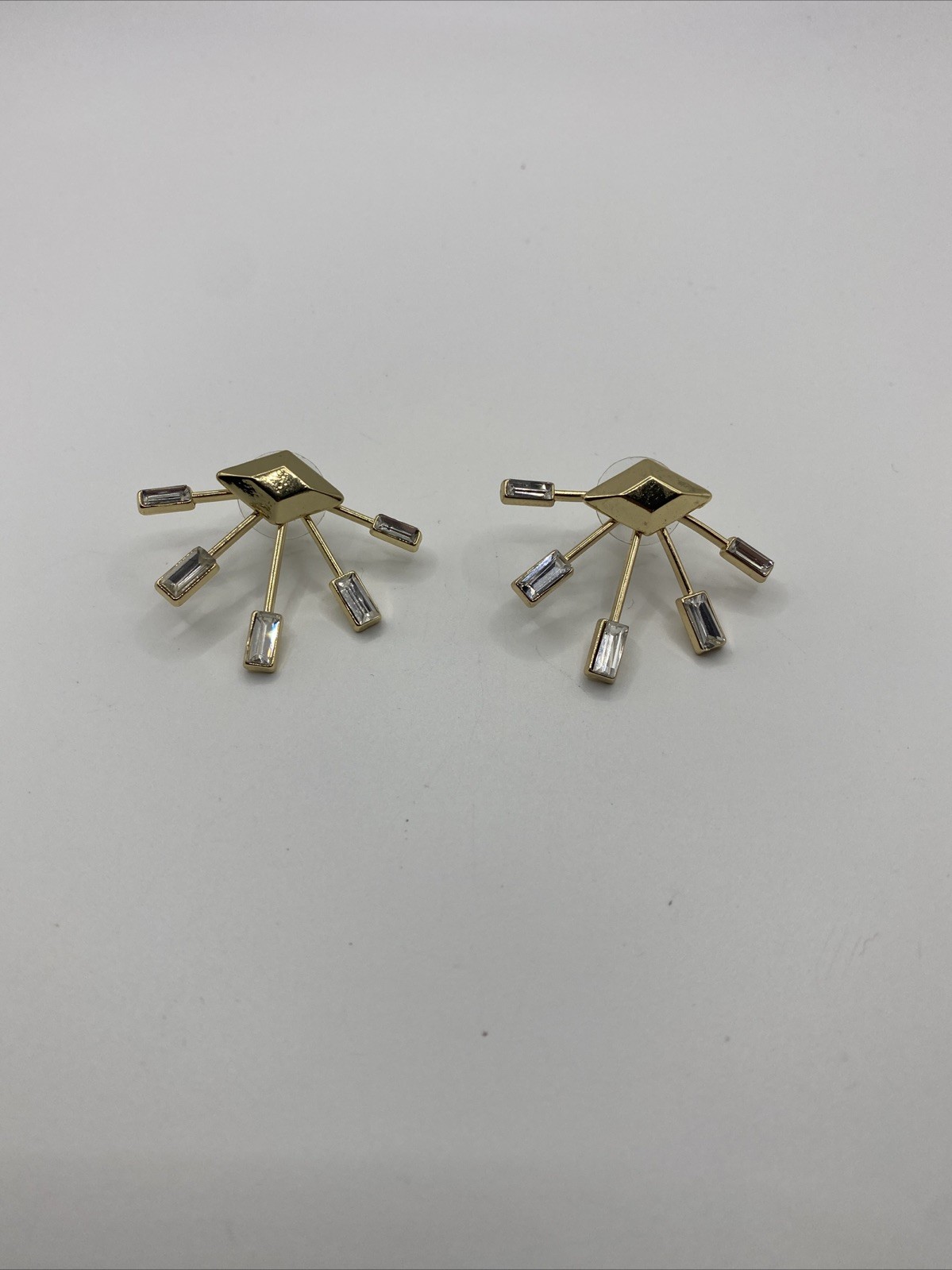 Vintage Signed YES CN Crystal & Goldstone Starburst Earrings