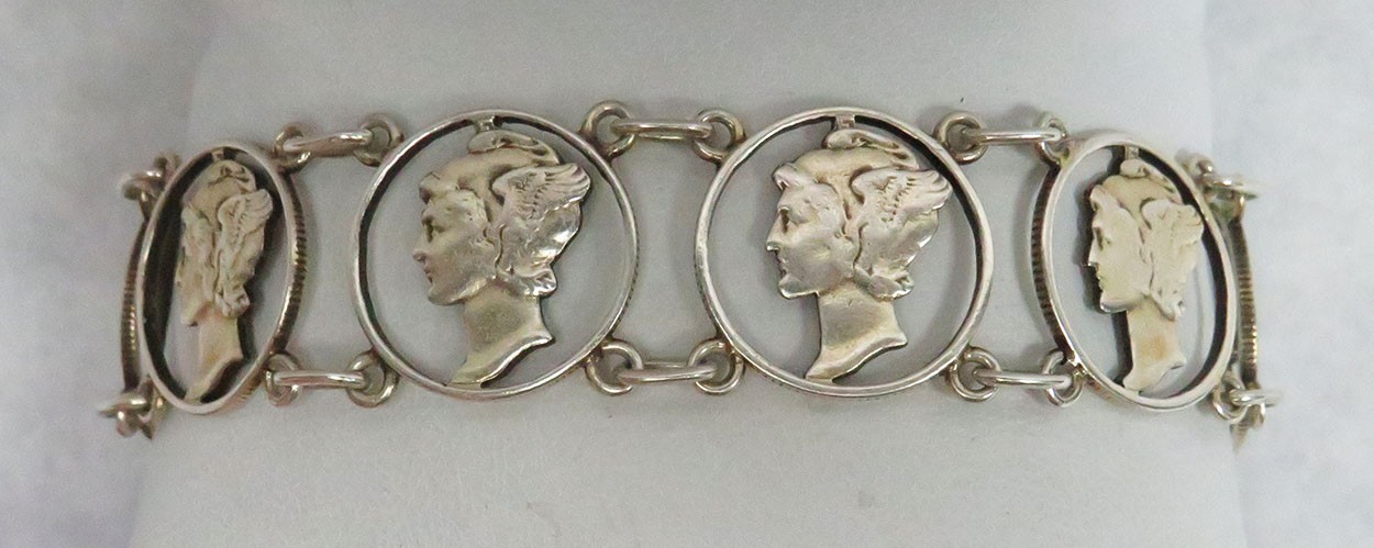 VINTAGE SILVER MERCURY DIME “DIME-ON” BRACELET