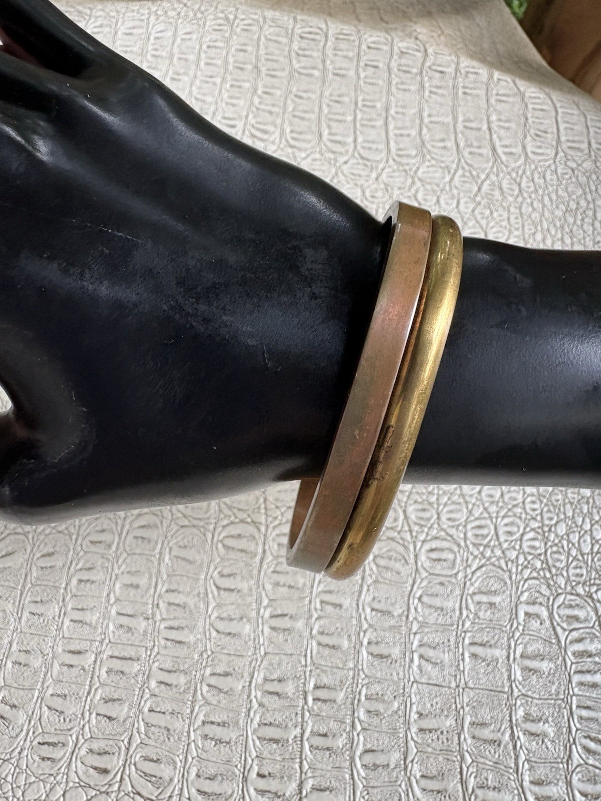 Vintage Copper Brass Cuff Bracelet Unisex Two-Tone Signed Estate Find READ SIZE