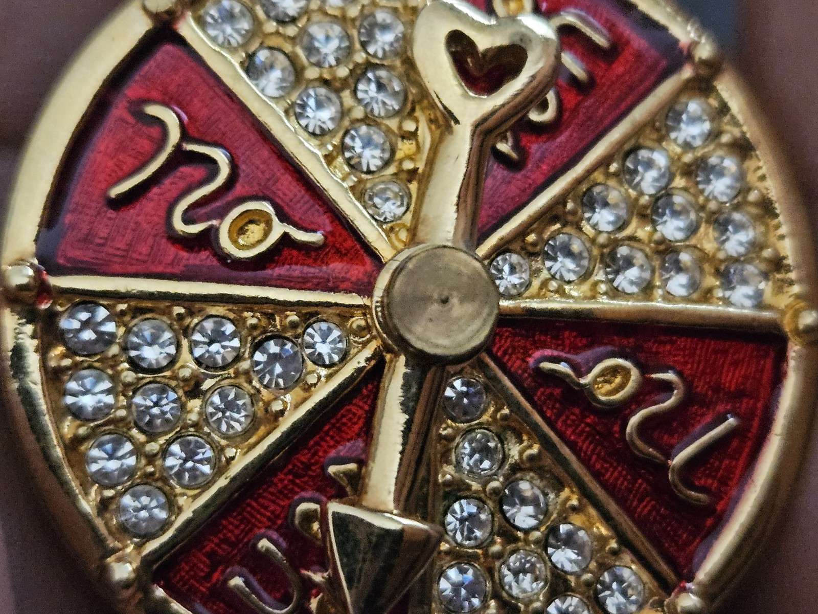 Vintage Swarovski Roulette Wheel Yes No Crystal Brooch Swan Signed