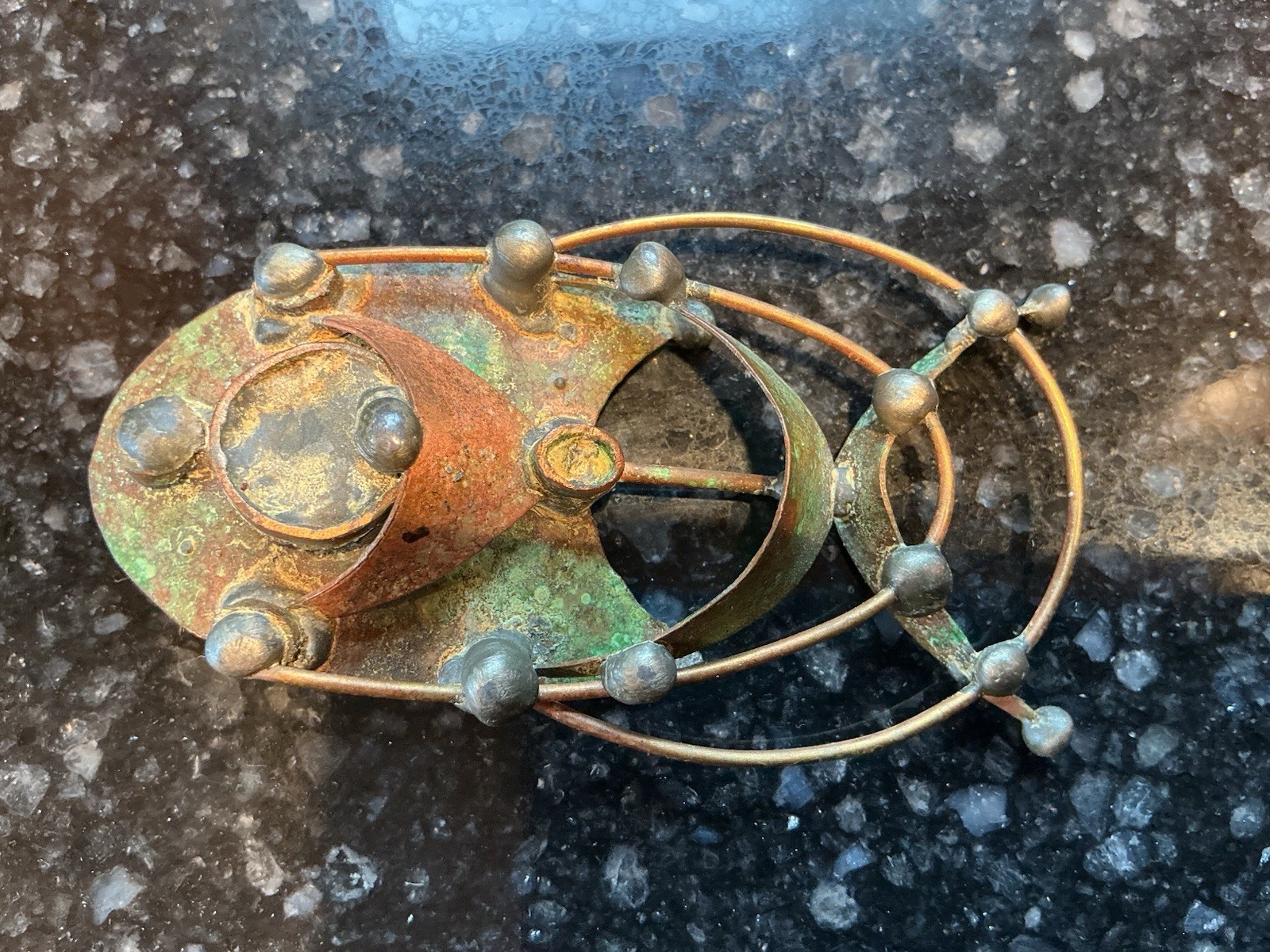 Vintage George McCann?Brutalist Pendant/Brooch Pin Copper Brass Substantial