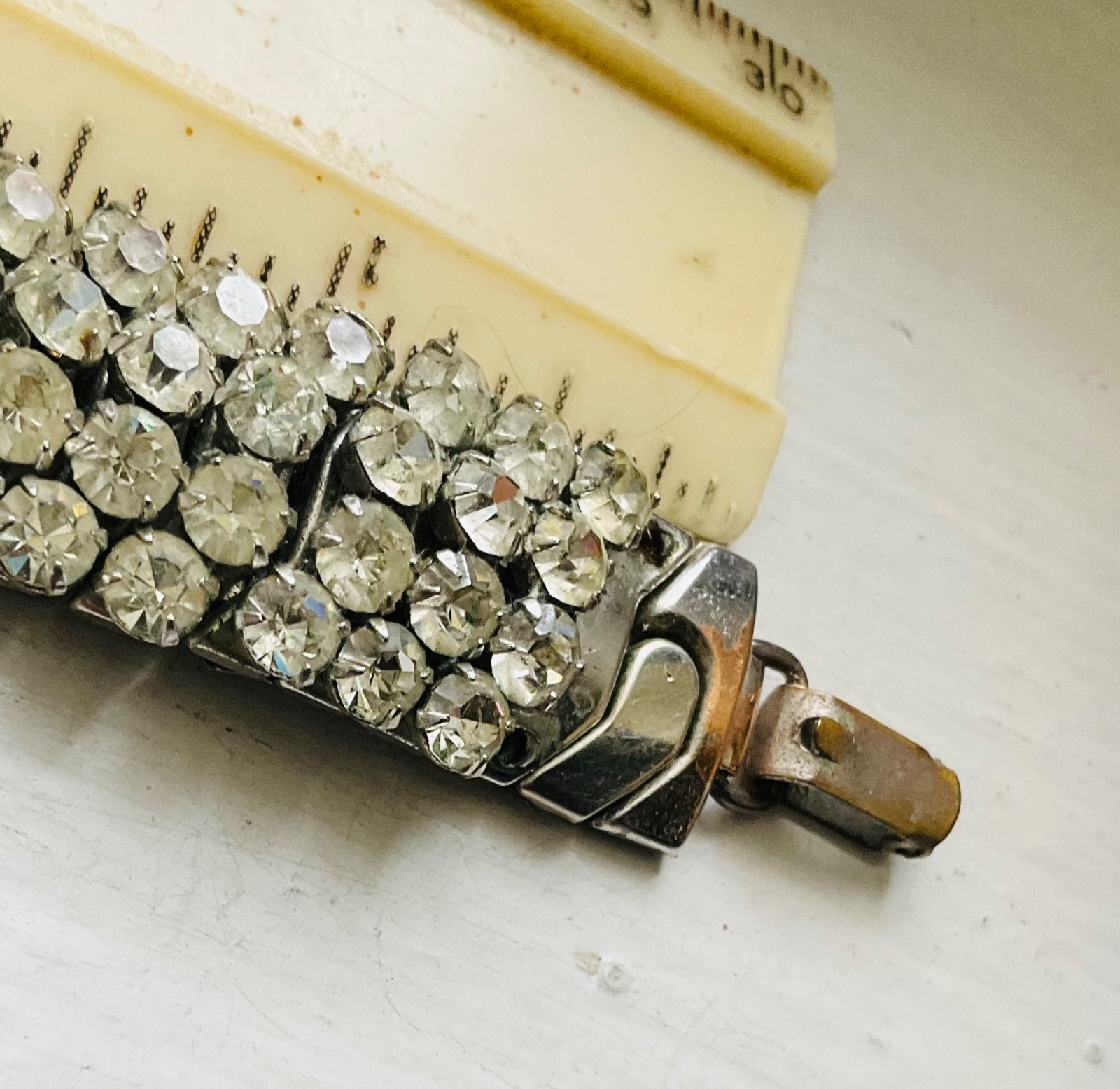 RHINESTONE Expansion Flex CHOKER NECKLACE Vintage Estate DIY As Found Airflex