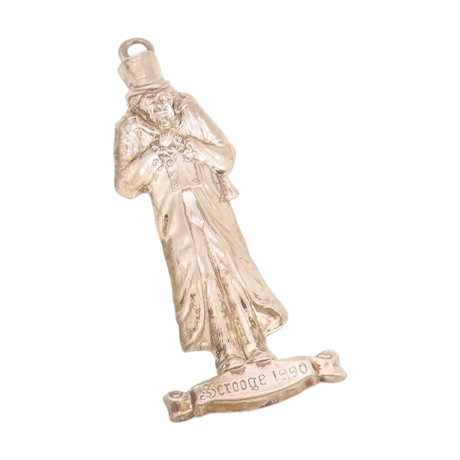 925 Sterling Silver Vintage Pendant 1990 Christmas Carol Scrooge Figure PT25198