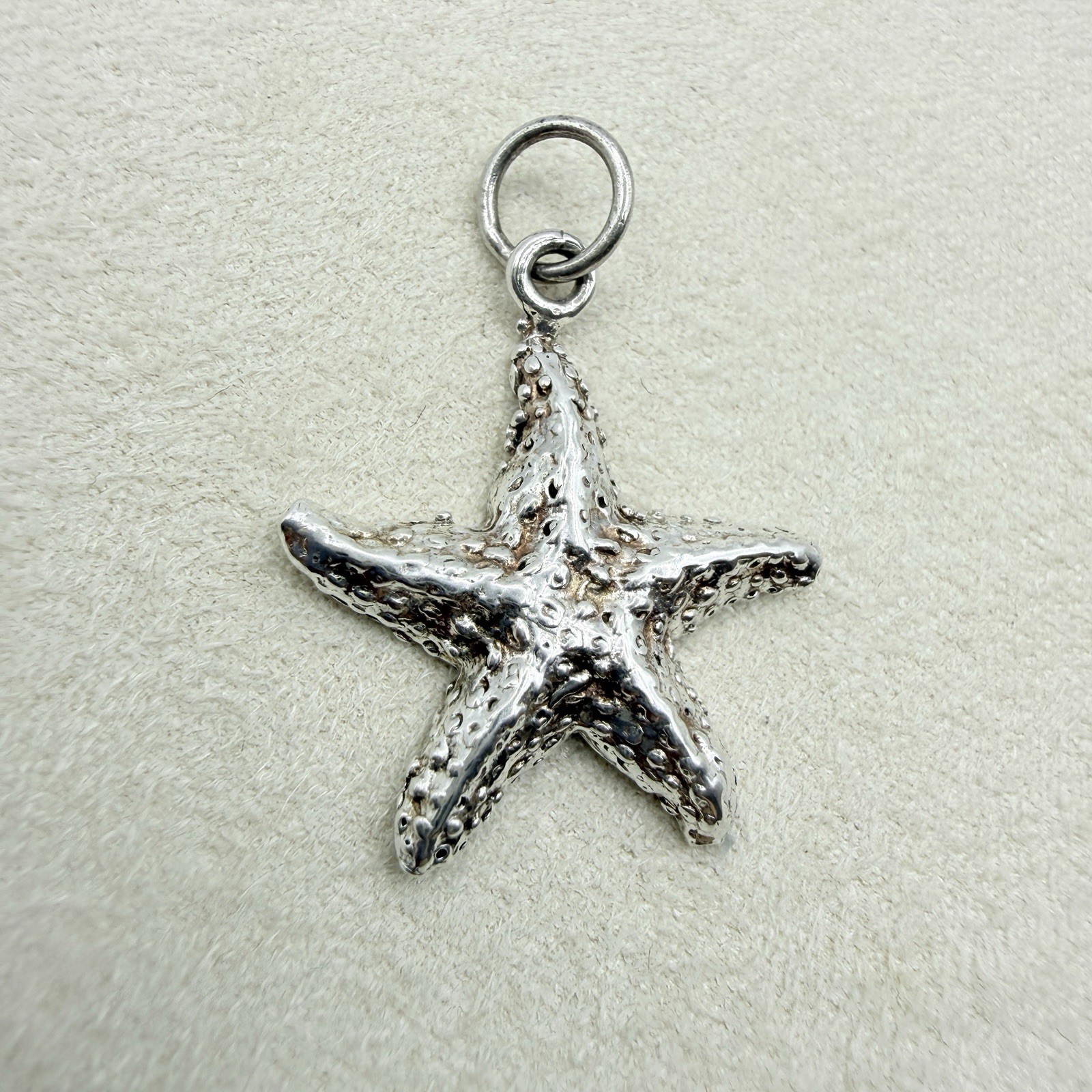 Vintage Sterling Silver Dangle Textured Starfish Dangle Pendant Charm Jewelry