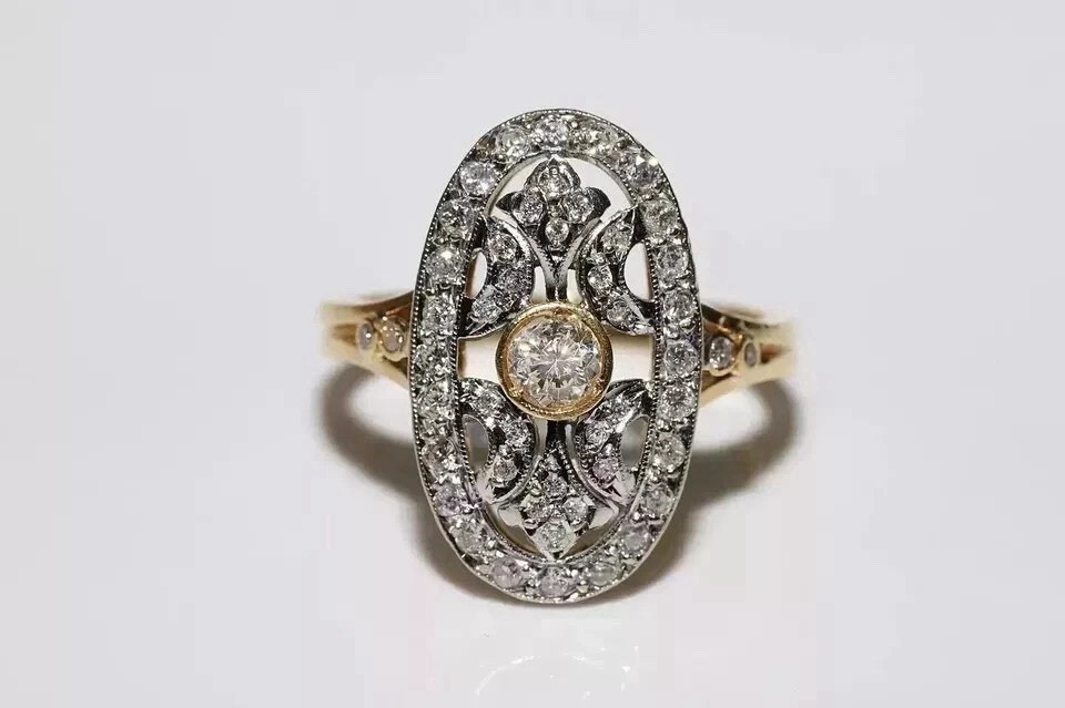 Antique Art Deco Moissanite Ring 935 Argentium Silver Statement Estate Jewelry