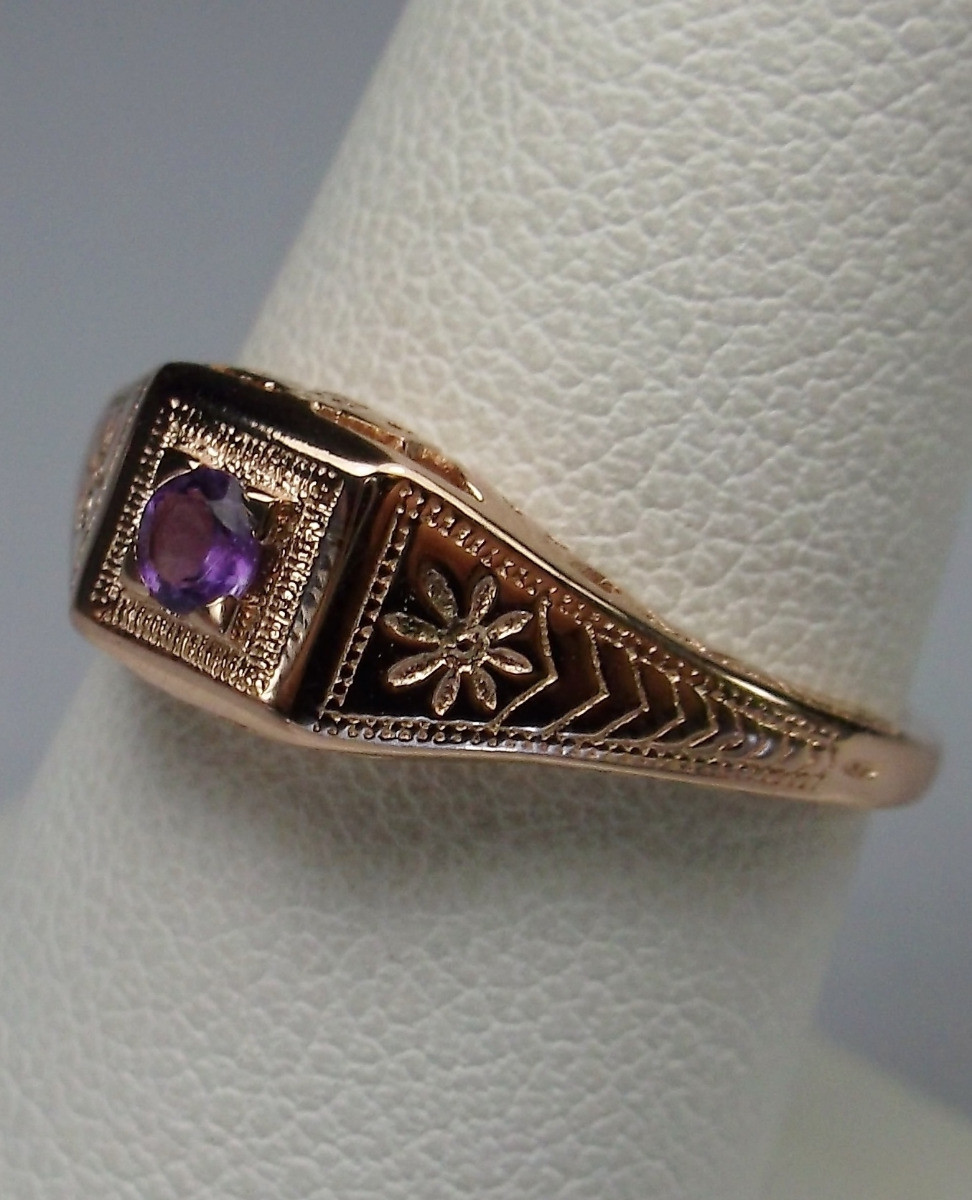Natural Amethyst Ring, Art Deco Jewelry, (Custom Made) US SELLER-Giftwrapped
