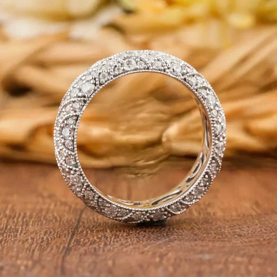 3.85Ct Vintage Art Deco Lab Created Diamond Engagement 14K White Gold FN Ring