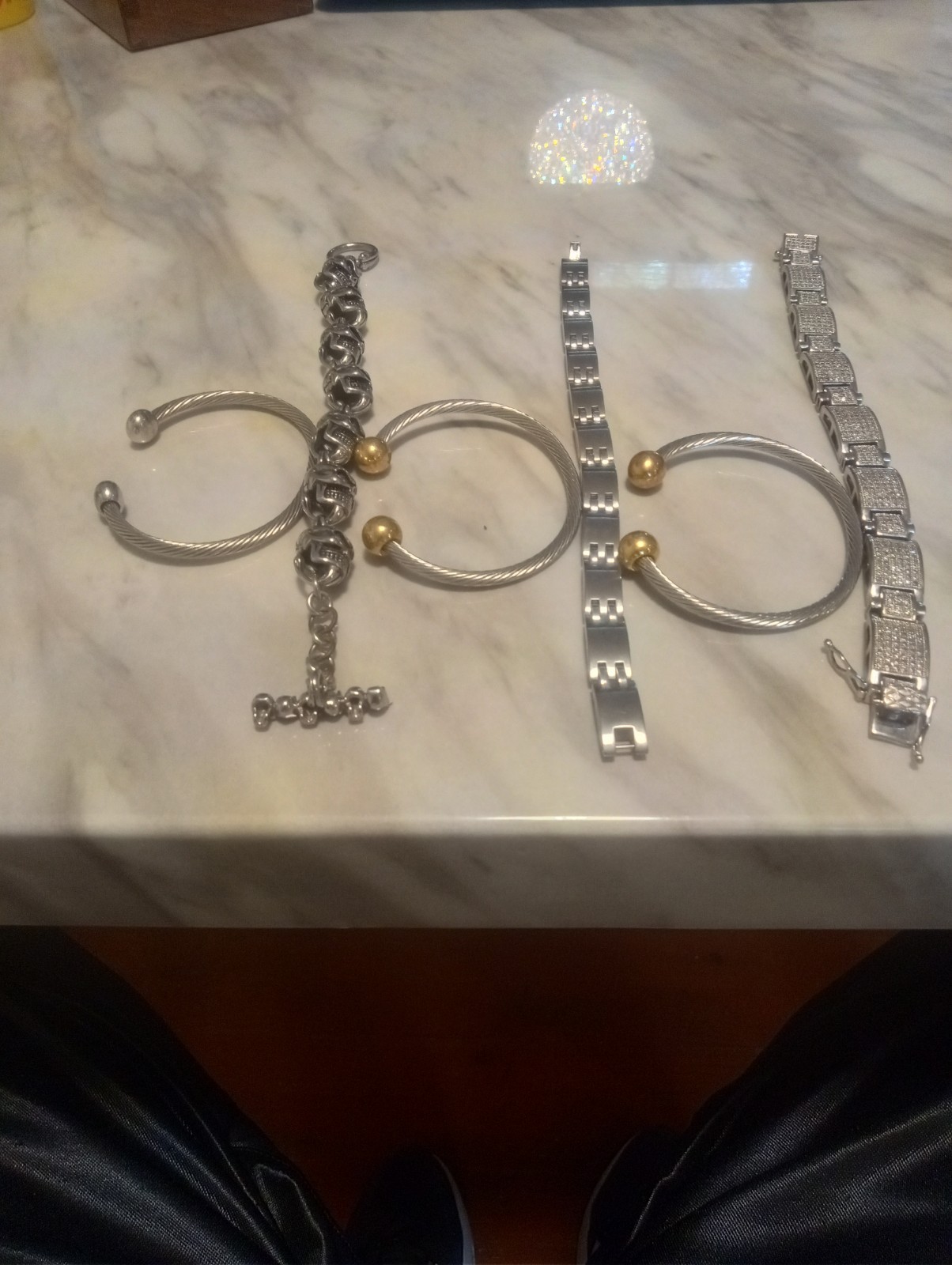 Mixed Lot 6 Silver & Gold Tone Metal Bracelets and Bangles, Unisex Adults
