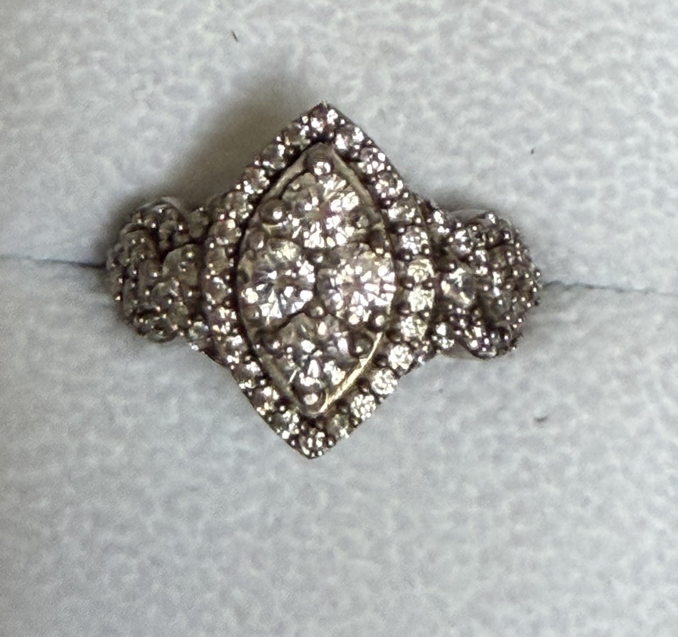 Vintage Deco Large Statement Wedding Engagement Sterling Ring Sz 7.75 9 grams