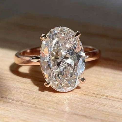 3.39CT Oval Cut White Moissanite In Pure 10K Yellow GoldFN Women’s Flawless Ring