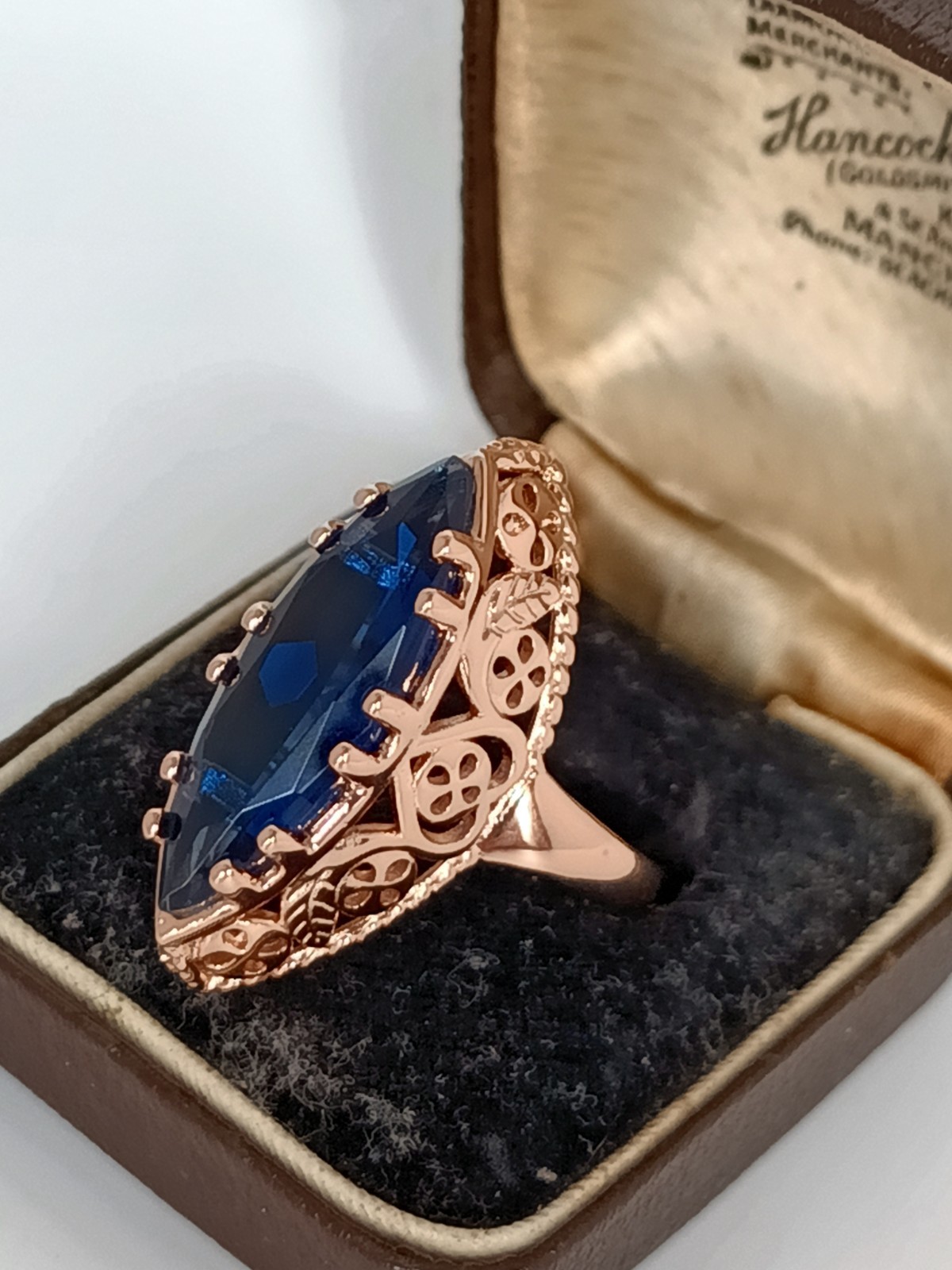 Vintage 1990-s 14 Ct Rolled Gold Sapphire Ring Size UK R.5 US 8 3/4 Hallmarked!