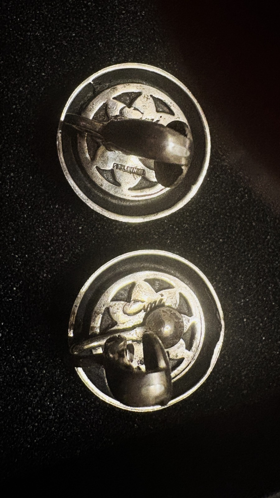 vintage Guglielmo Cini Sterling earrings clip on COMPASS yes they are compesses