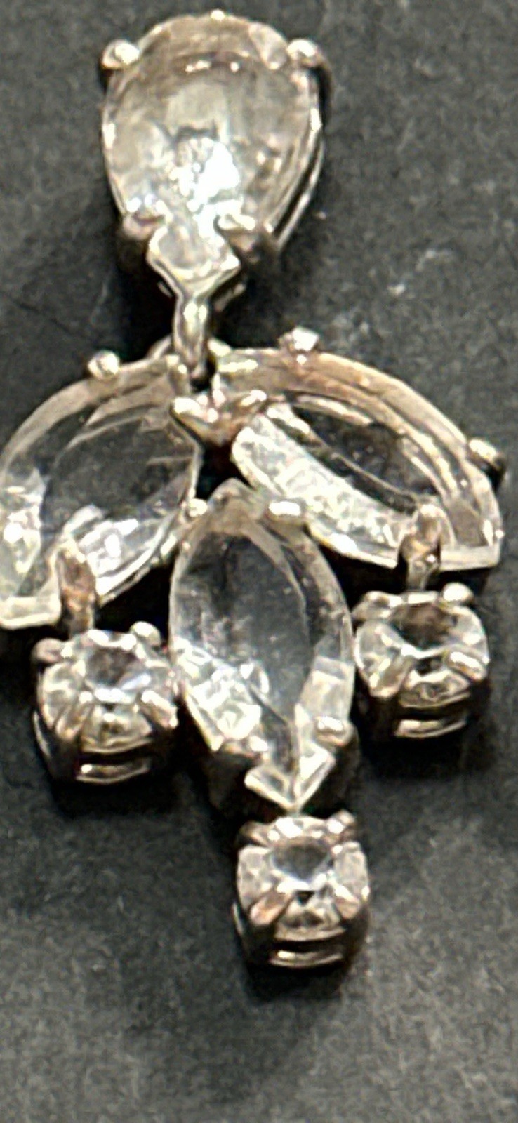 Vintage Clear Rhinestone Chandelier Drop Earrings Silver Tone Bridal Prom