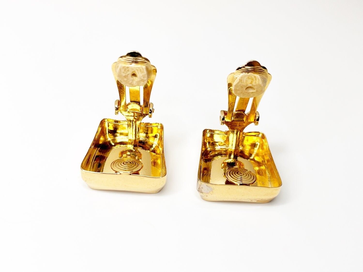 Dior Women’s Gold Tone Concave Clip-on Rectangle Earrings