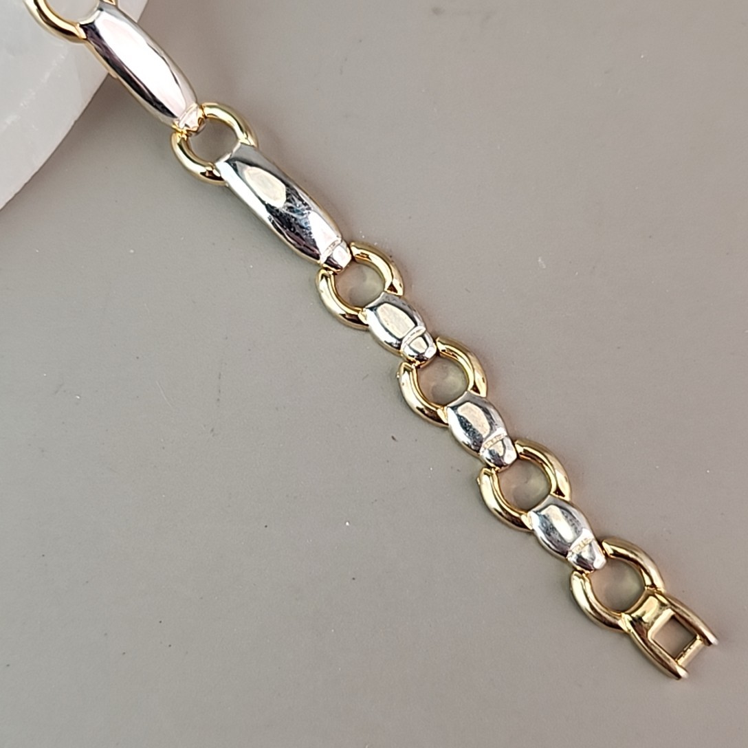 Vintage Chain Bracelet Multi Tone 8mm Glossy 7″