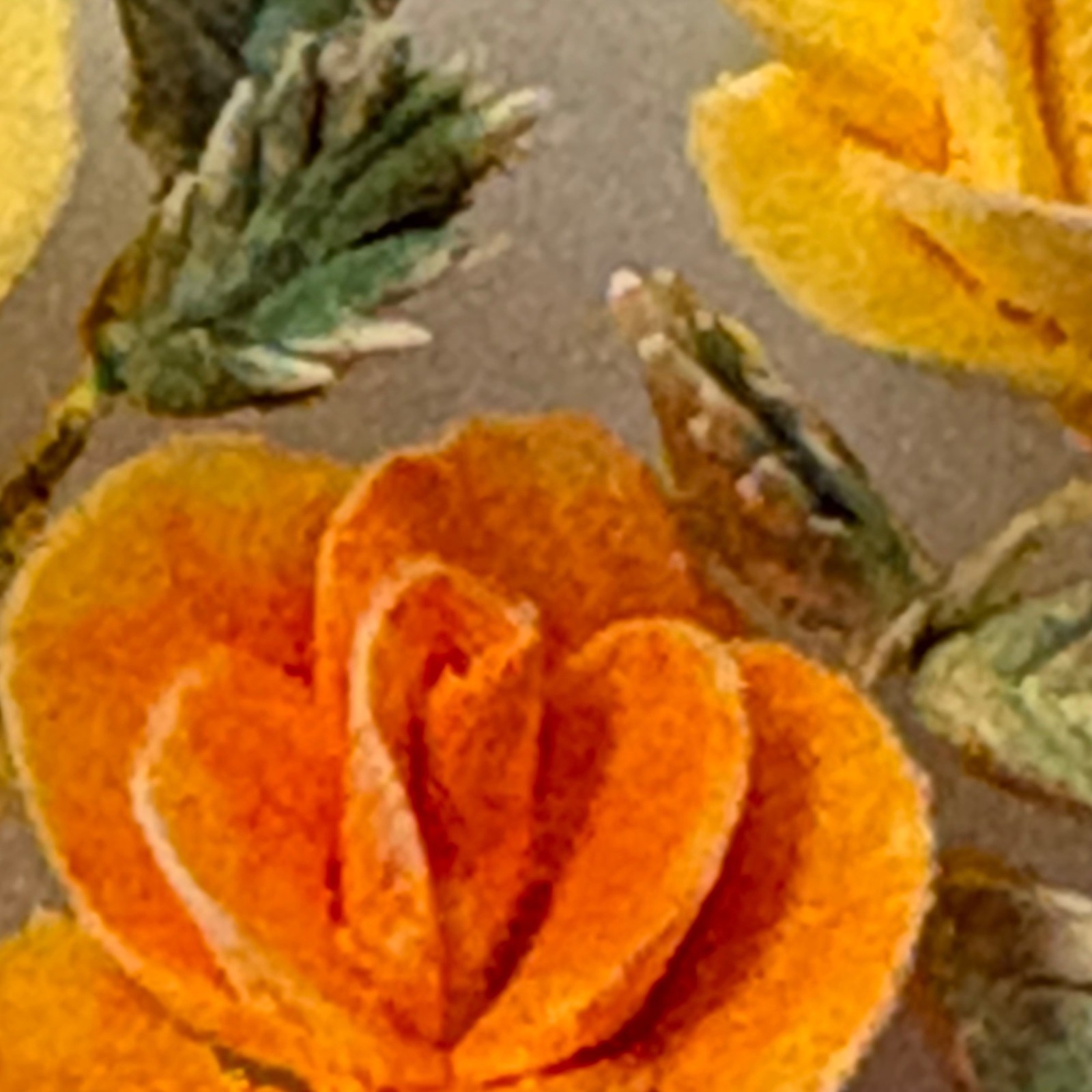 Vintage Unbranded Lucite Pin Brooch Floral Roses Yellow Orange