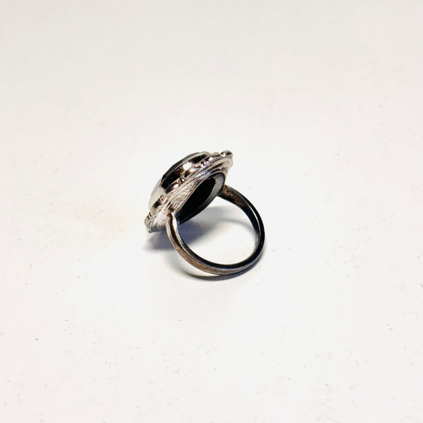 CLARK COOMBS ring Sterling silver hematite marcasite domed size 4 vintage 5g