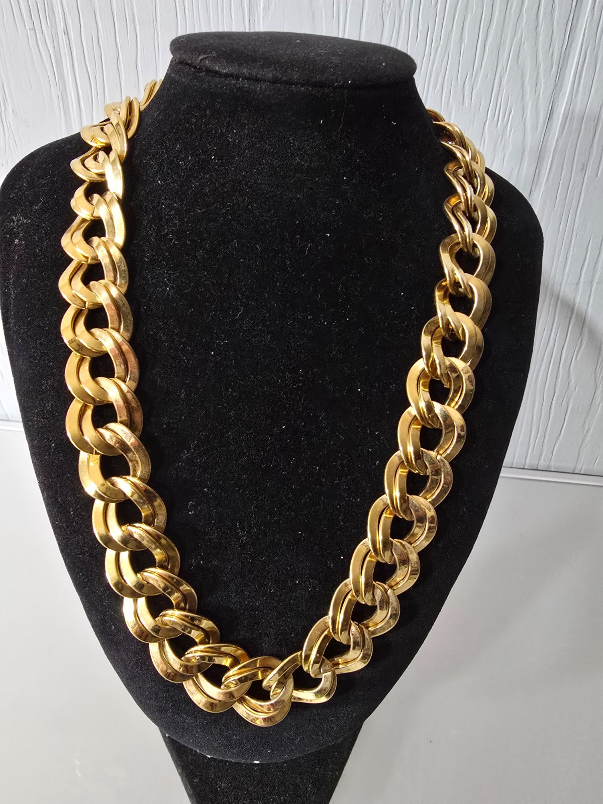 vintage Signed Monet chunky gold-tone double link necklace Estate Jewelry