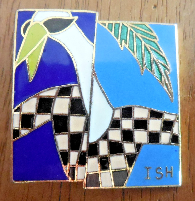 Vintage William Spear Isabel Hamilton ISH Design Enamel Bird Lapel Pin 1984