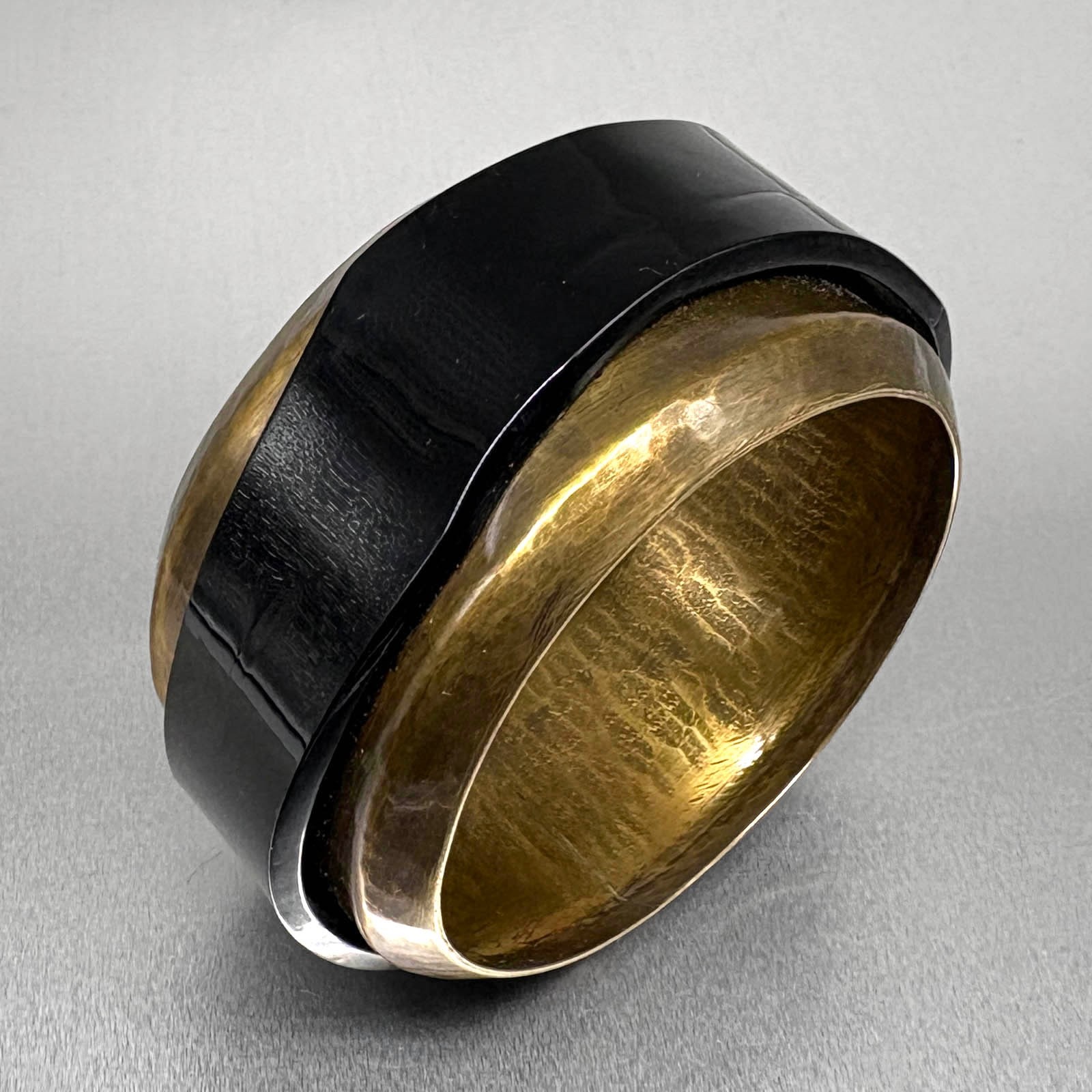 Vtg French CLAUDE MONTANA RUNWAY BANGLE BRACELET Bronze Acetate DOCUMENTED 1985