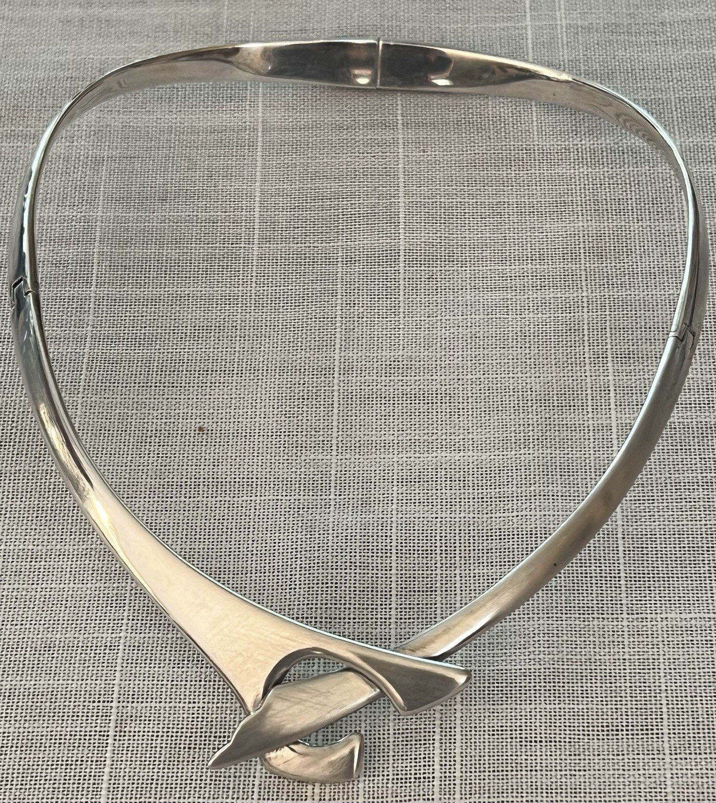 TAXCO STERLING SILVER ASYMMETRICAL NECK COLLAR NECKLACE 16”.