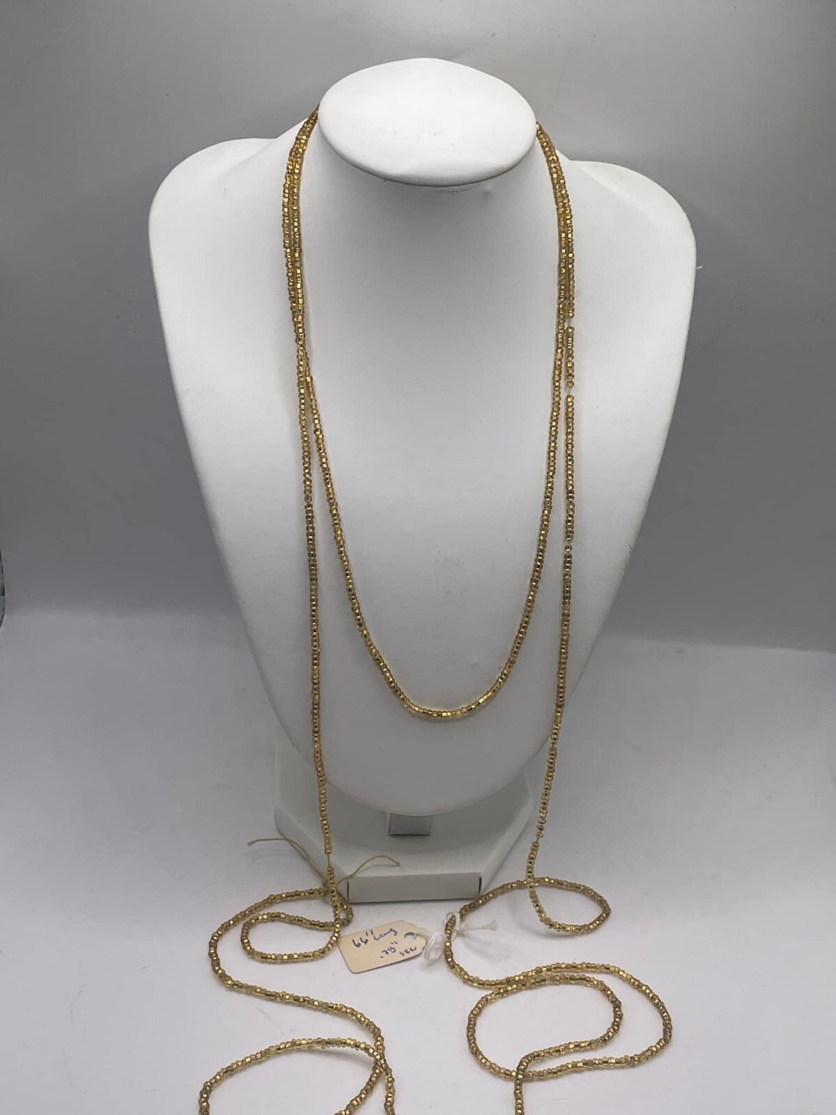 Vintage Gold-Plated Italian Style Faux Necklace 66″ length & 0.08″ bead size