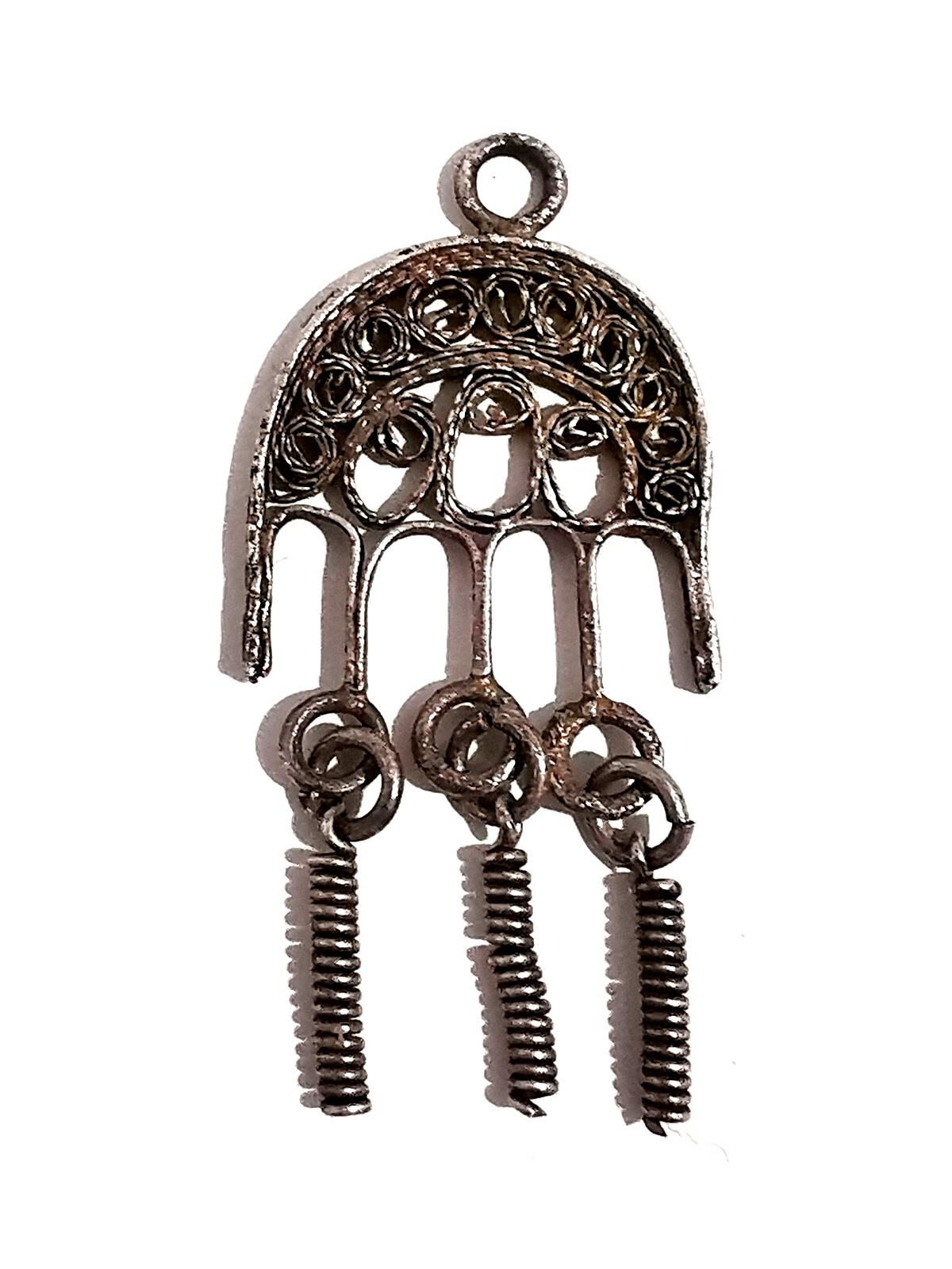 Vintage Pendant Filigree Silver Plated Metal Fully Handmade Ornamental Design