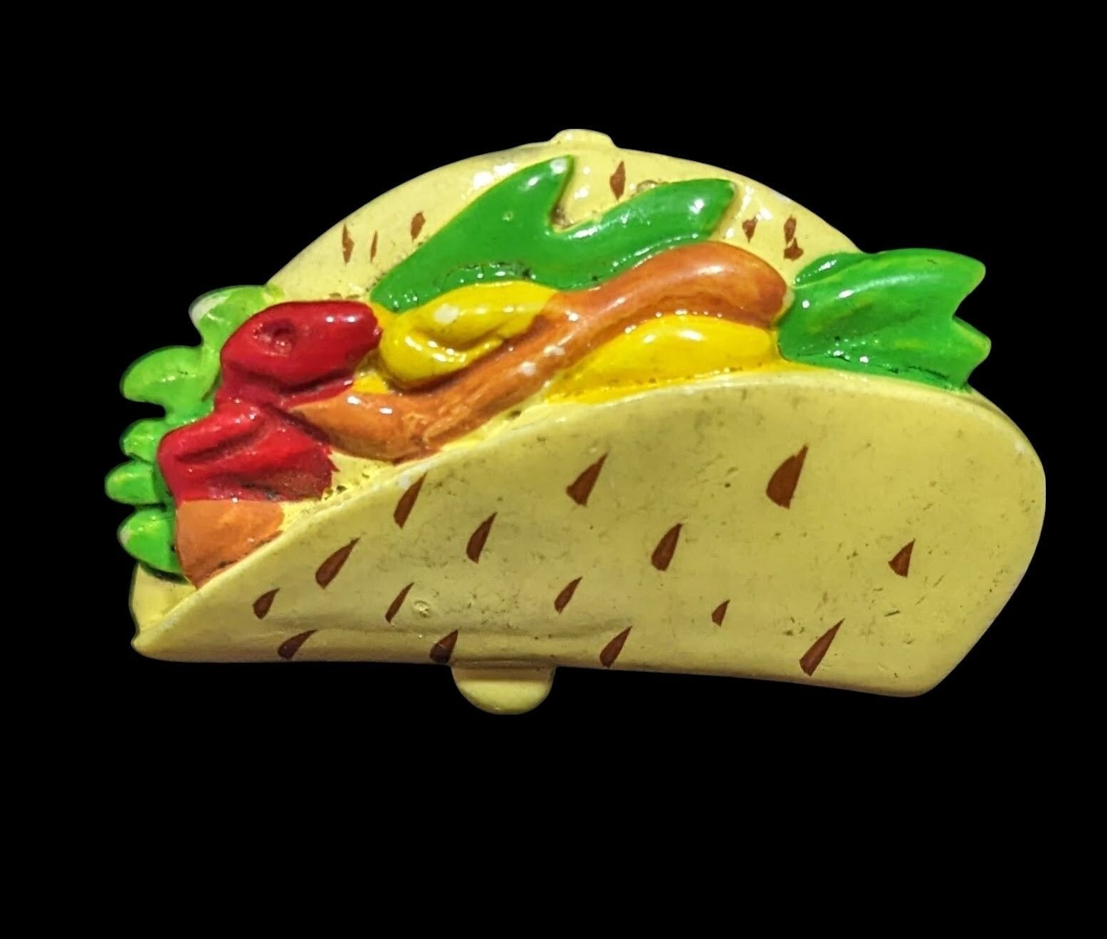 Vintage Taco Figural Brooch With Painted Details
