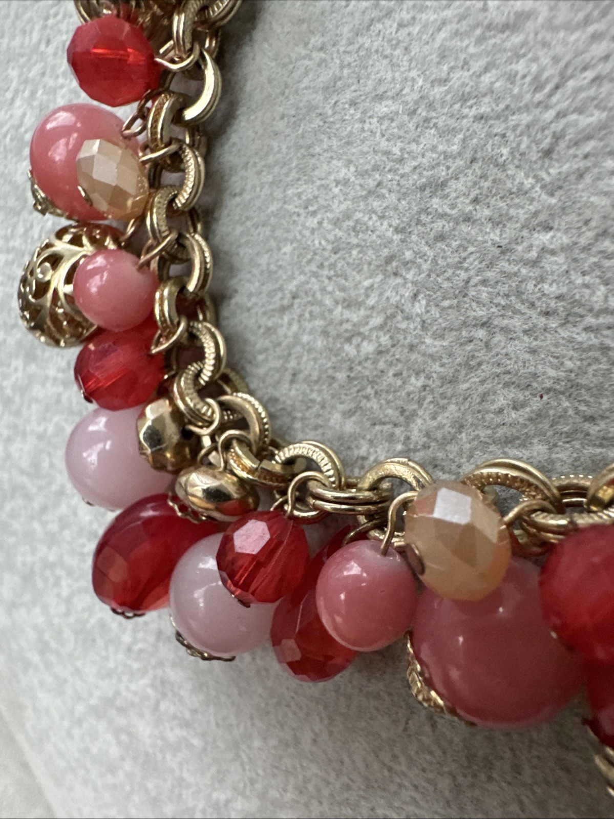VALENTINES! pink red Gold Modernist Metal Jewelry y2k 1990s boho chunky necklace