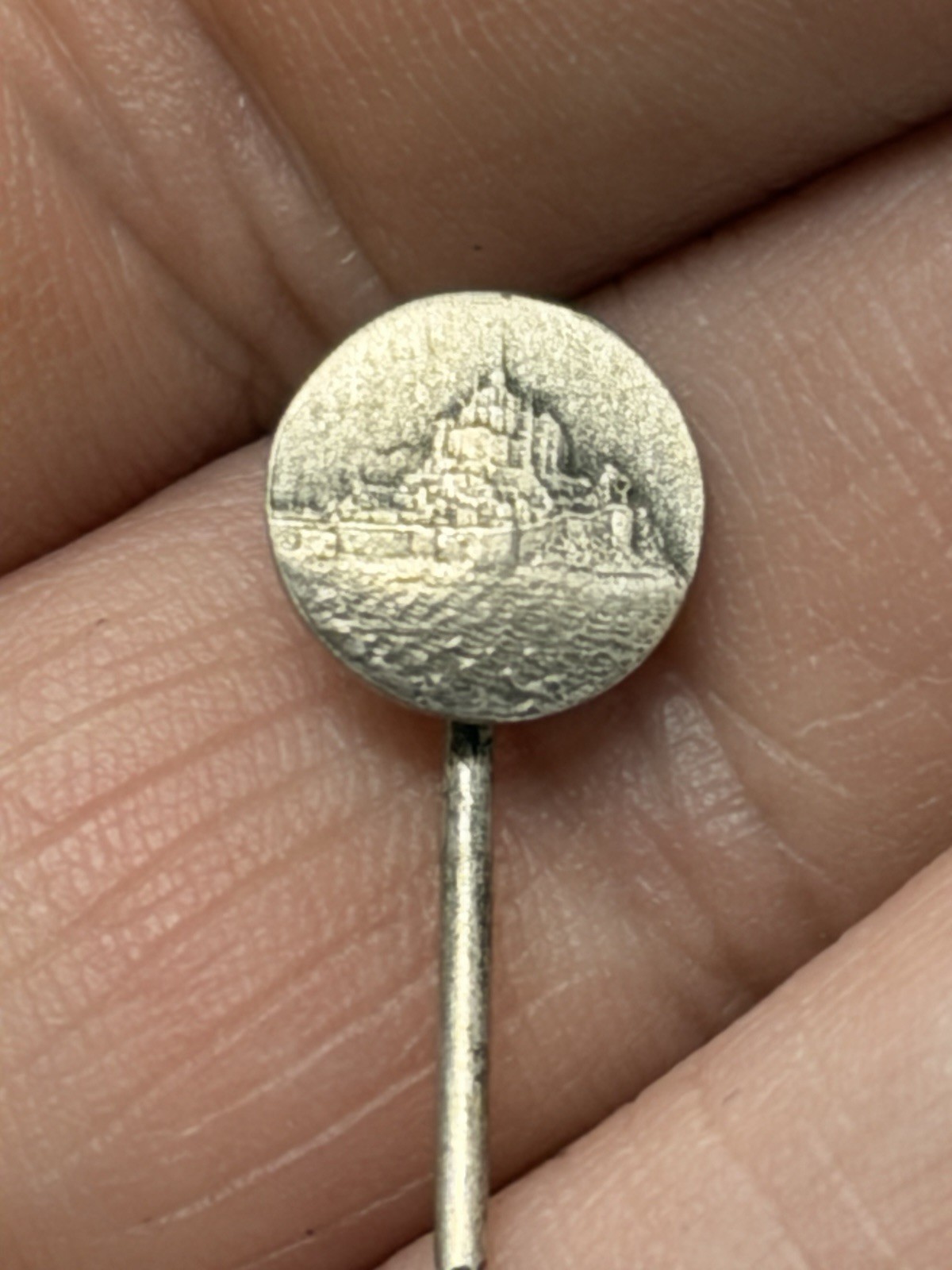 Vintage Sterling Silver Mont Saint Michel France Scenic Souvenir Stick Pin