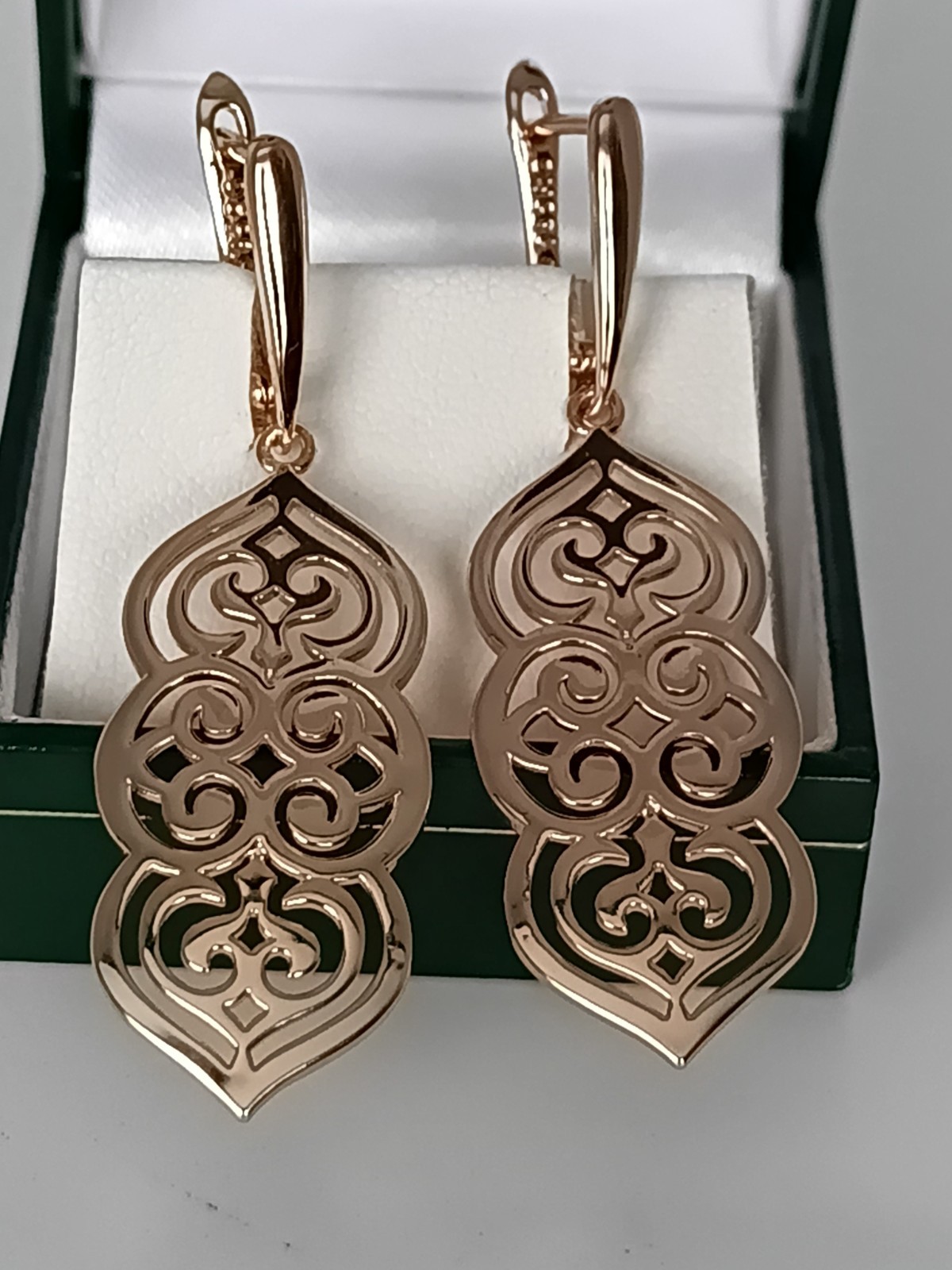 Vintage 1990s 14 Ct Rolled Gold Large Solid Arabesca Earrings-Hallmarked 585 RG