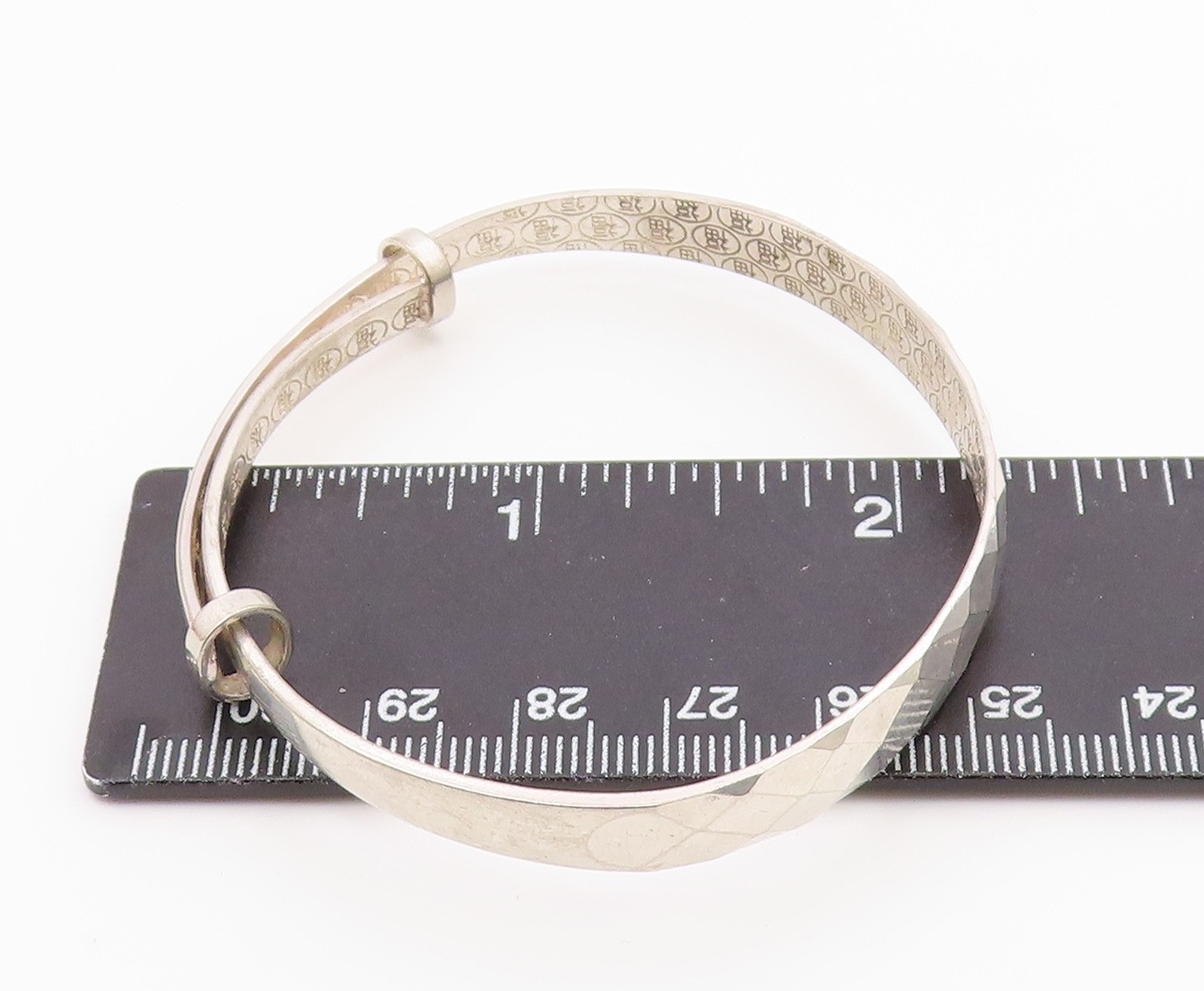 CHINESE 925 Silver Vintage Diamond Pattern Hidden Message Bracelet BT9363