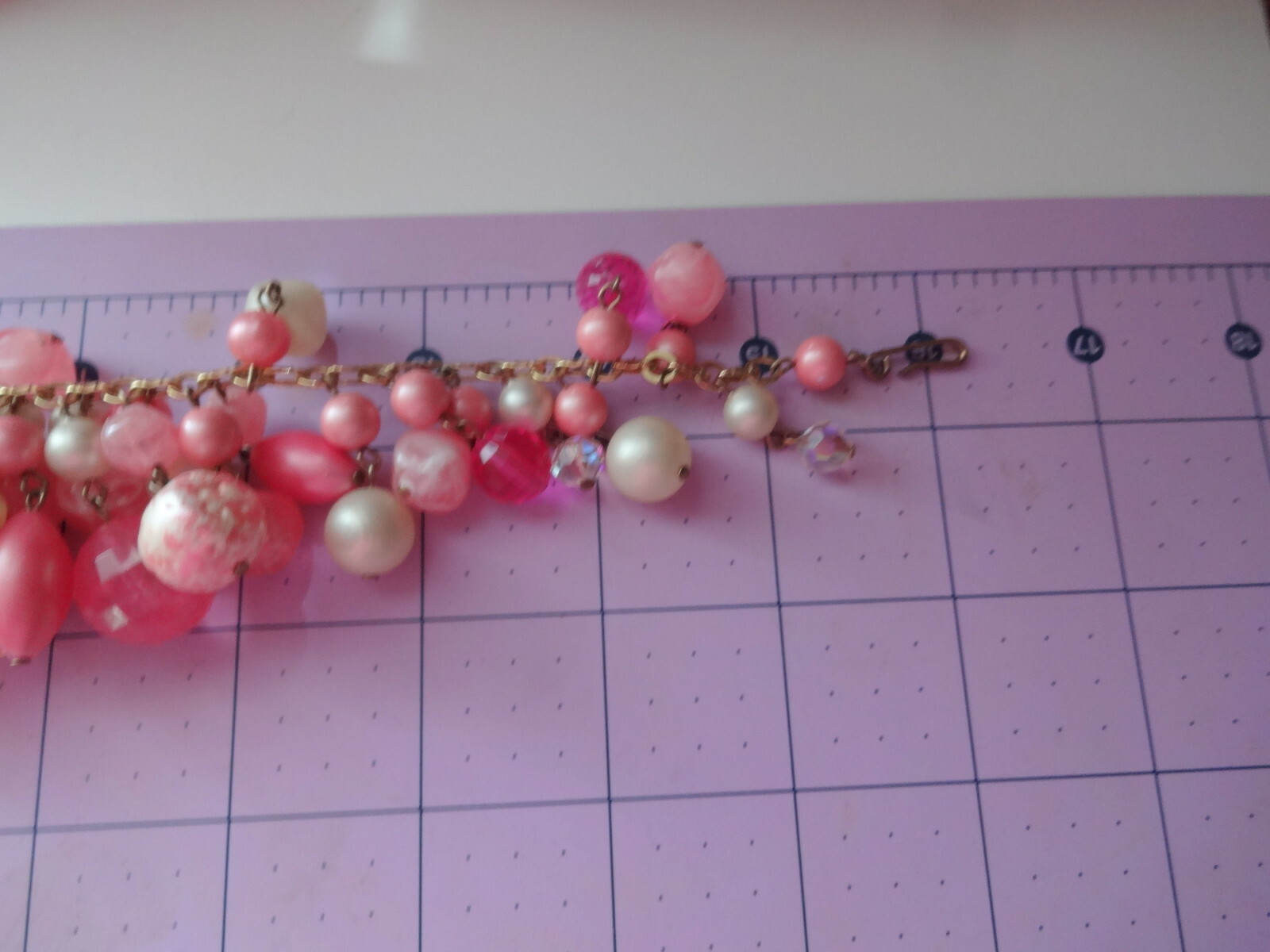 Vtg Retro Charms Beads Pink Pearls Bracelet Necklace Unusual Set