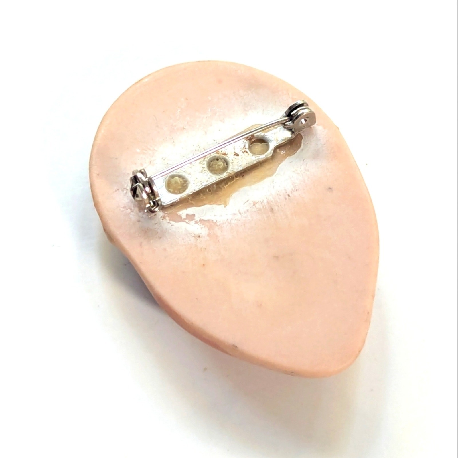 Vintage Estate Art Deco Porcelain Flapper Girl Rhinestone Retro Face Brooch