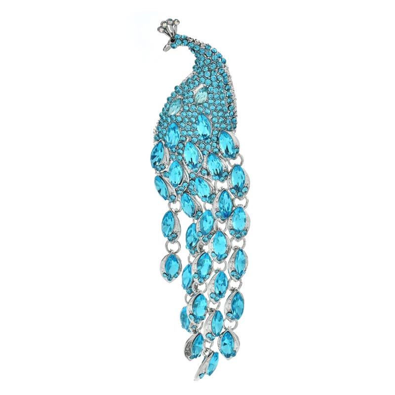 Rhinestone Elegant Peacock Brooches for Women Animal Design Party Wedding Pin