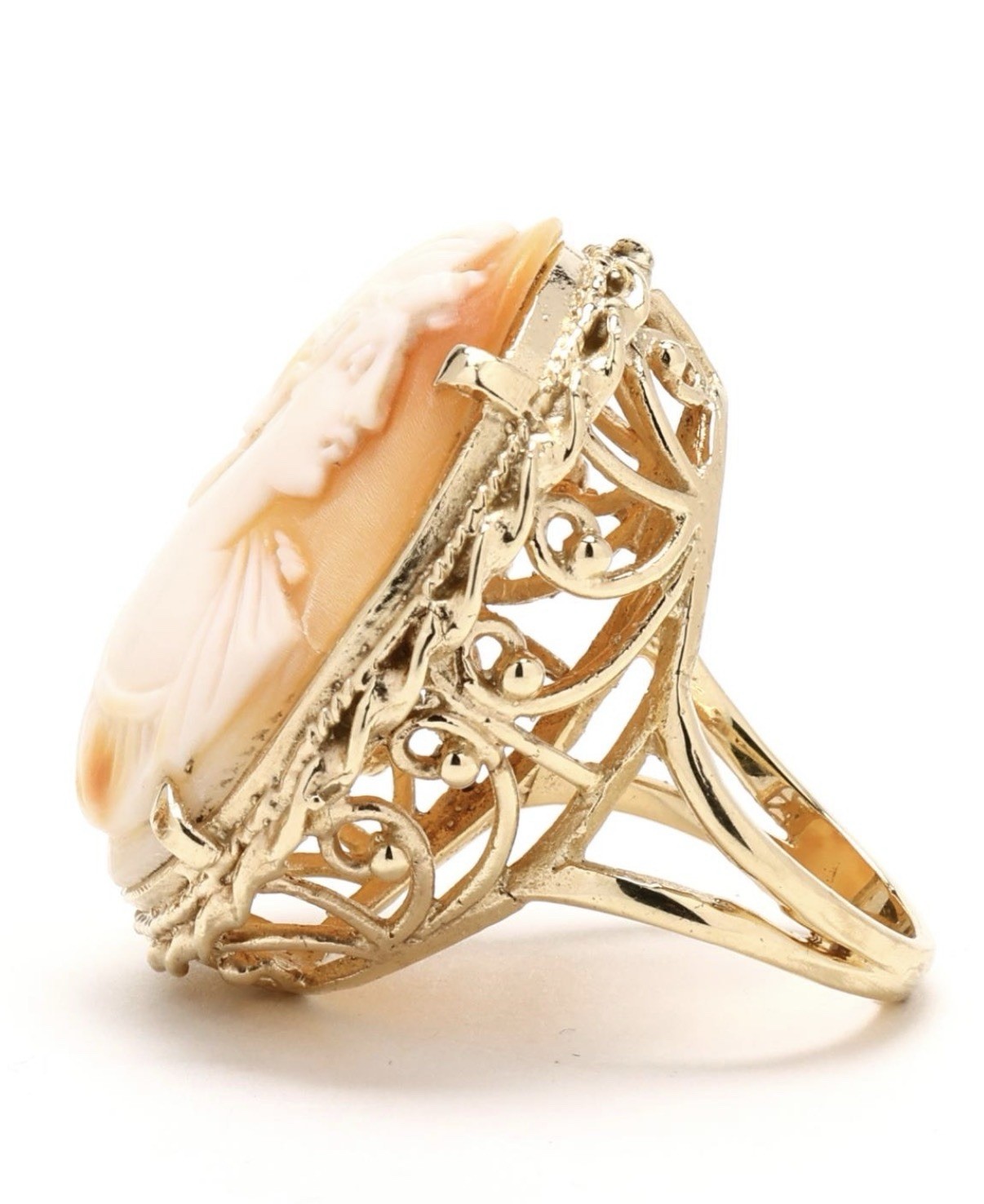 14K Gold Large Cameo Ring Classical Profile Antique c. Late 19th Century ~ 12.3g