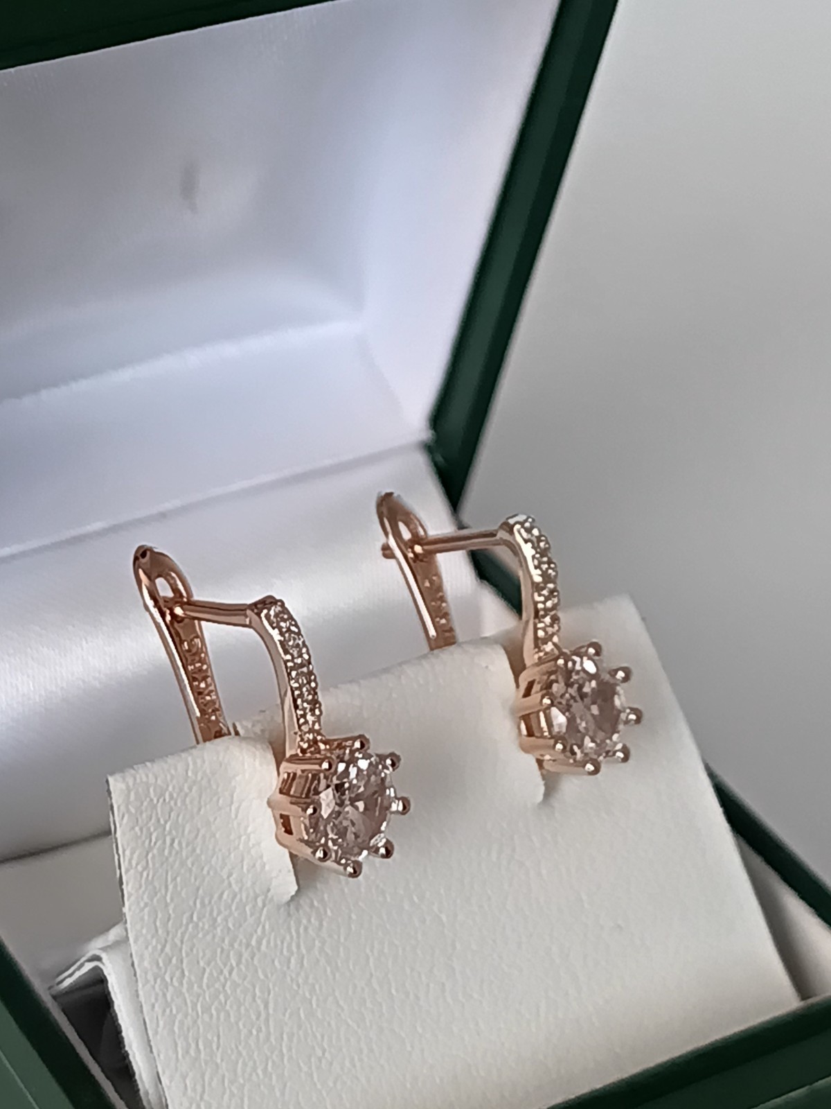 Vintage 1990-s 14 Ct Rolled Gold Zircons Earrings-Hallmarked 585 RG