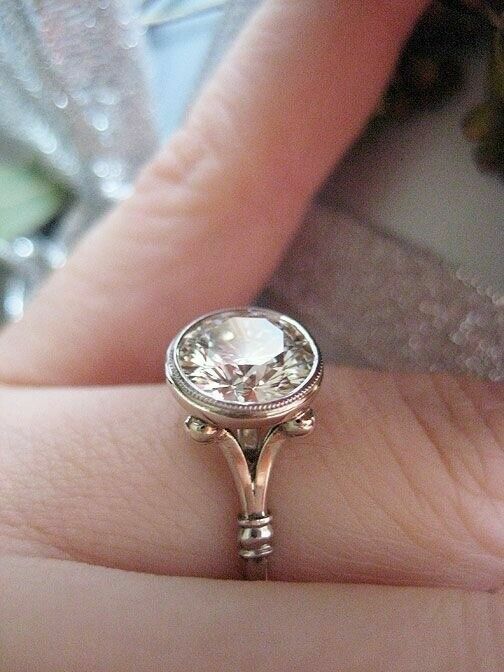 Art Deco Round Cut Lab Created Diamond Engagement 14Ct White Gold Filled Ring