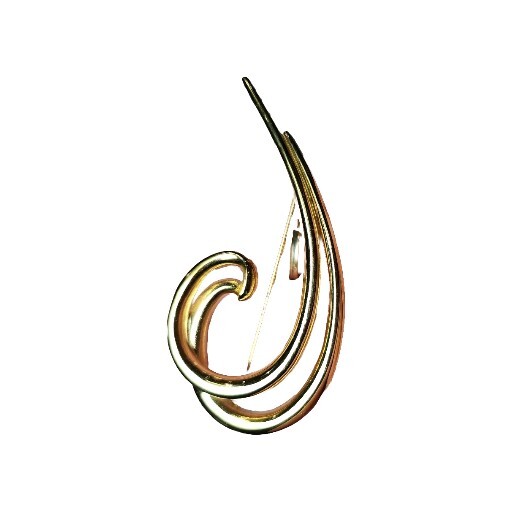 Givenchy Wave Brooch Signed Gold Tone 3.25in X 1.75 In. Well Made