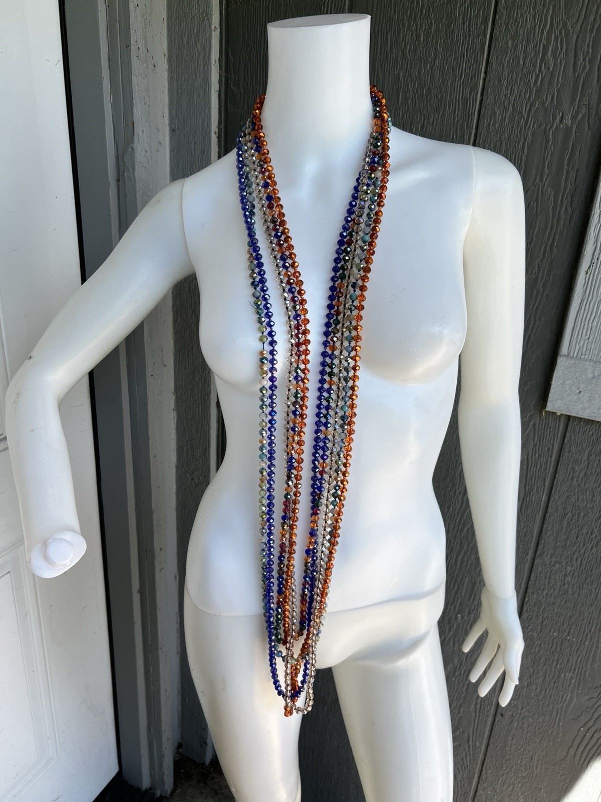Assorted (5) Beaded Necklaces Approx. 29 Inches Multicolored