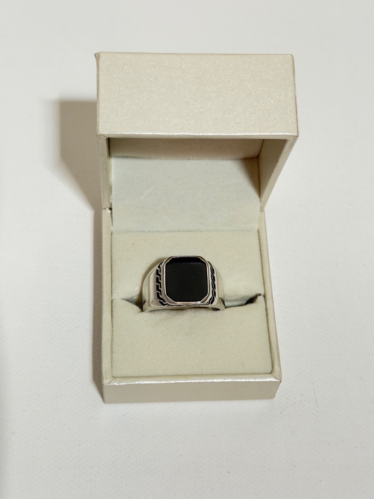 925 Sterling Silver Black Onyx Signet Ring Men’s Size 8 Vintage Style