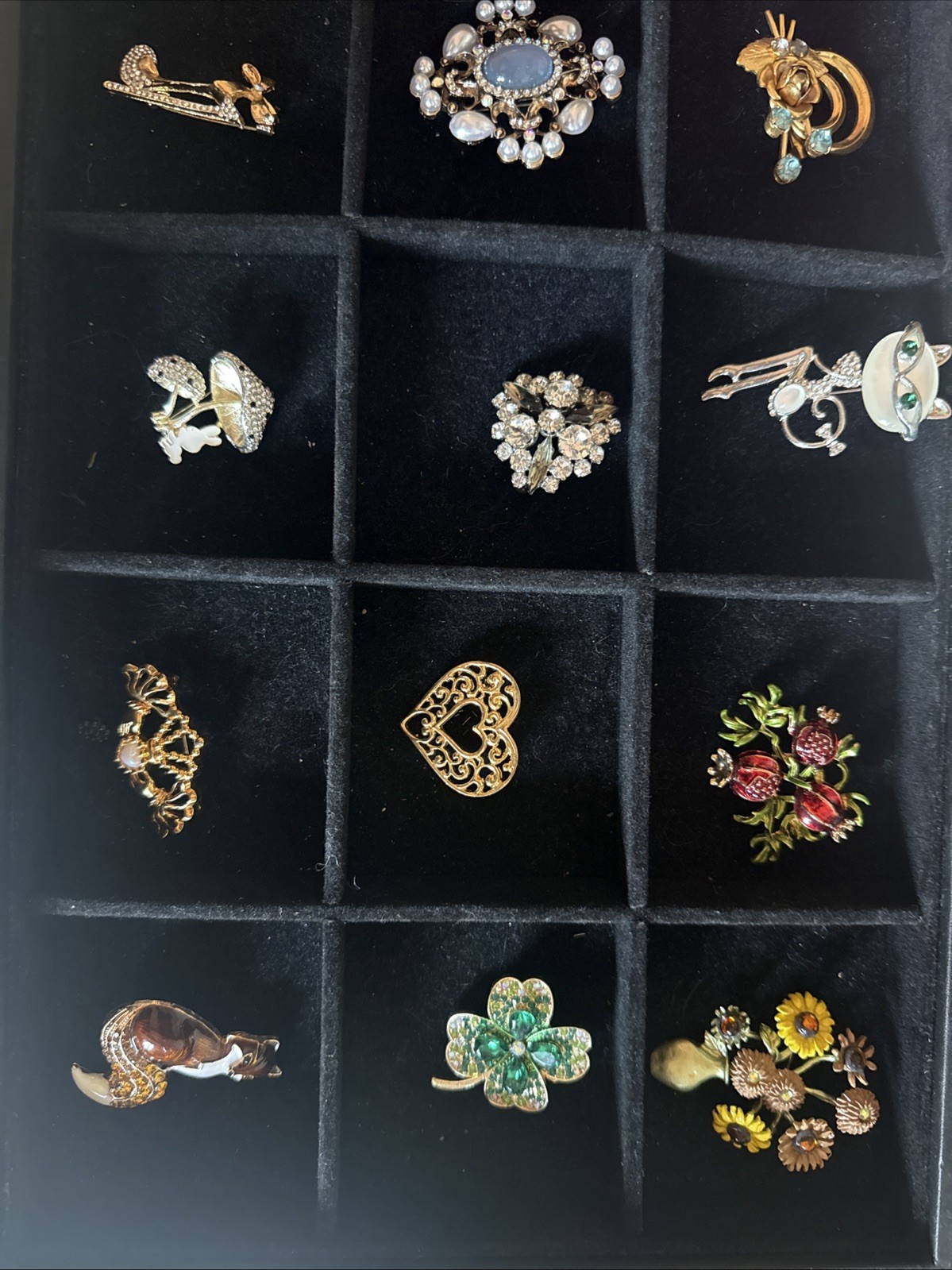 12pc Jewelry Lot Brooches Crystals Van Gogh Estate Excellent New