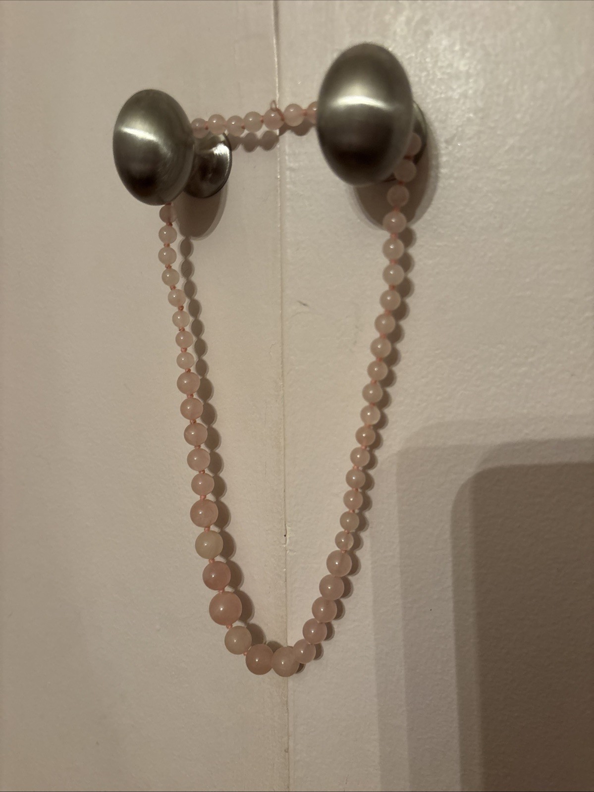 Beautiful Vintage Pink Rose Quartz Beaded Necklace Graduated Beads 18″ Unbranded